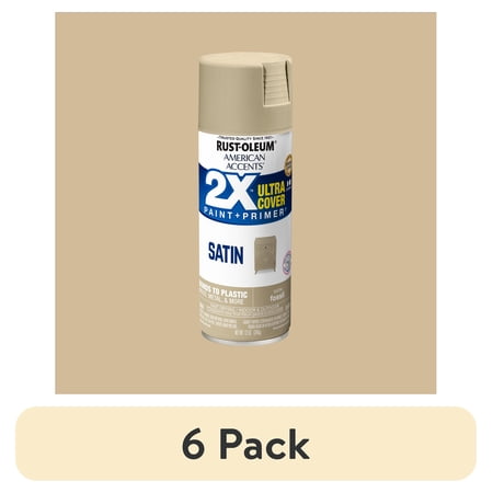 (6 pack) Fossil, Rust-Oleum American Accents 2X Ultra Cover Satin Spray Paint-355298, 12 oz