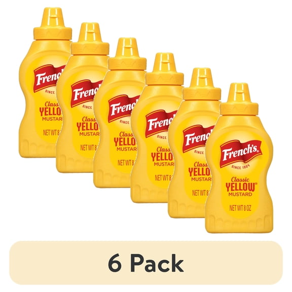 (6 pack) French's No Artificial Flavors Gluten Free Classic Yellow Mustard, 8.0 oz Bottle