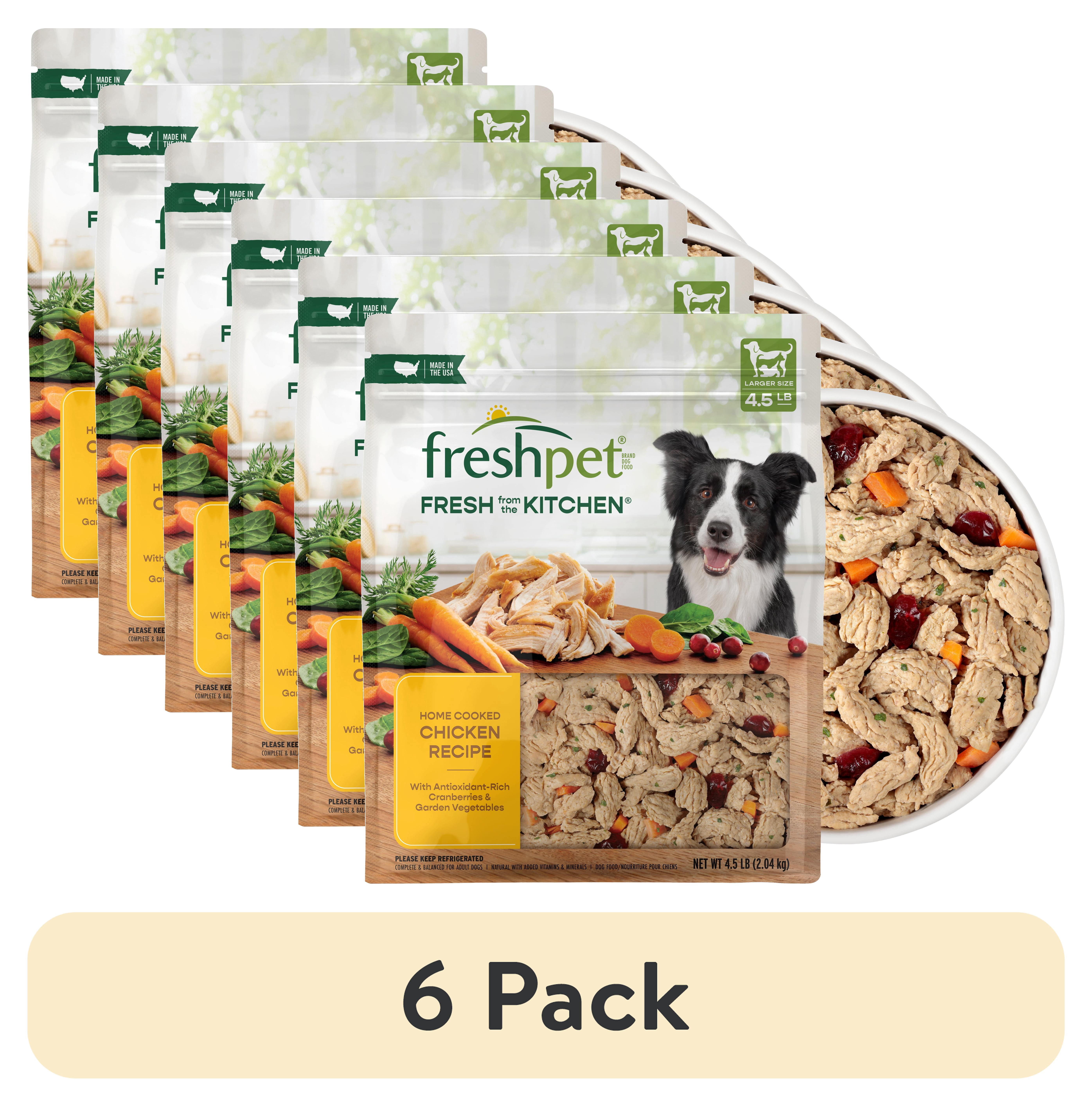 (6 pack) Freshpet Fresh Dog Food, Fresh From The Kitchen, Home Cooked Chicken Recipe, 4.5 lb.
