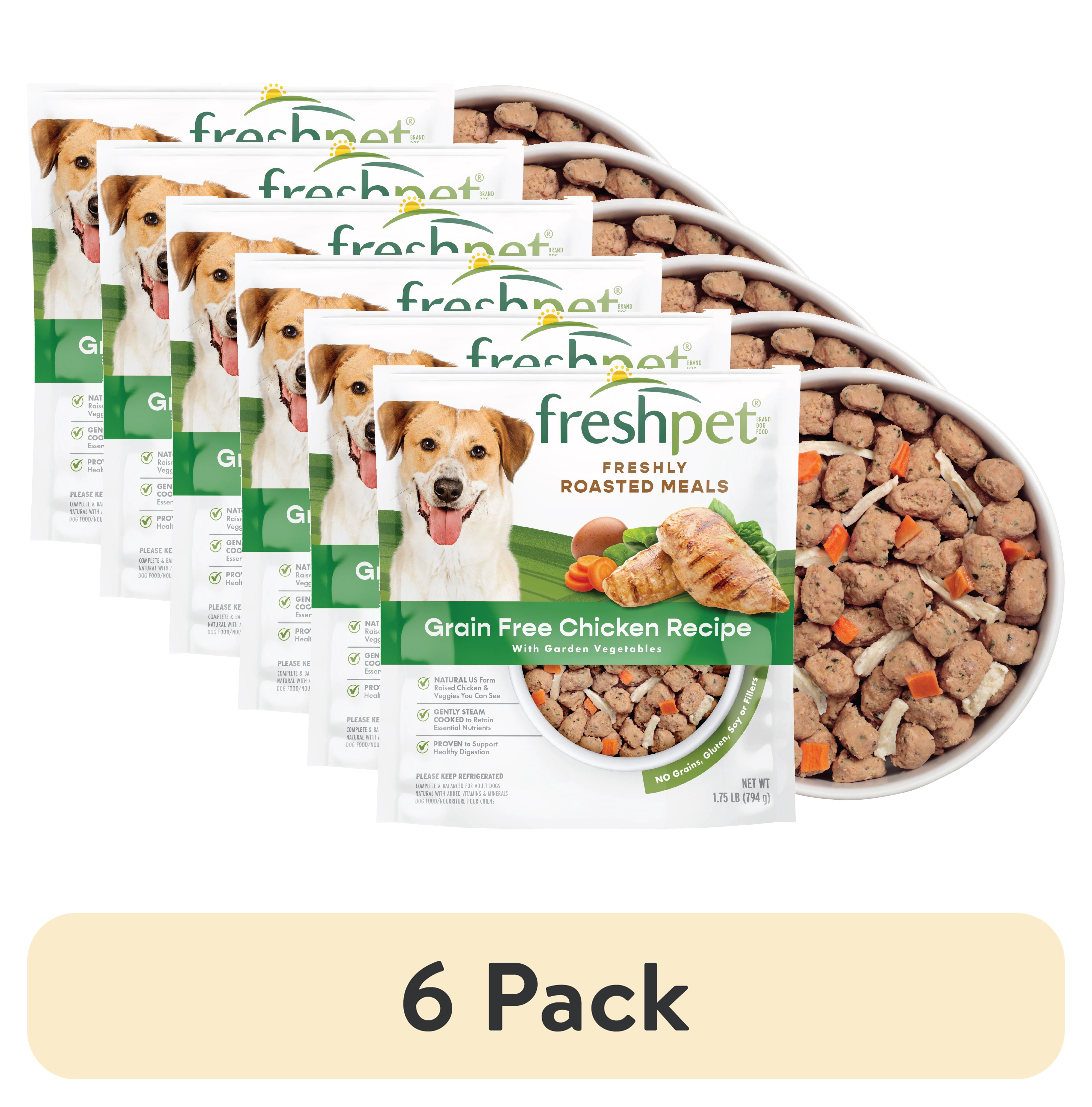 (6 pack) Freshpet Fresh Dog Food, Grain Free Chicken Recipe, Freshly Roasted Meals, 1.75 lb.