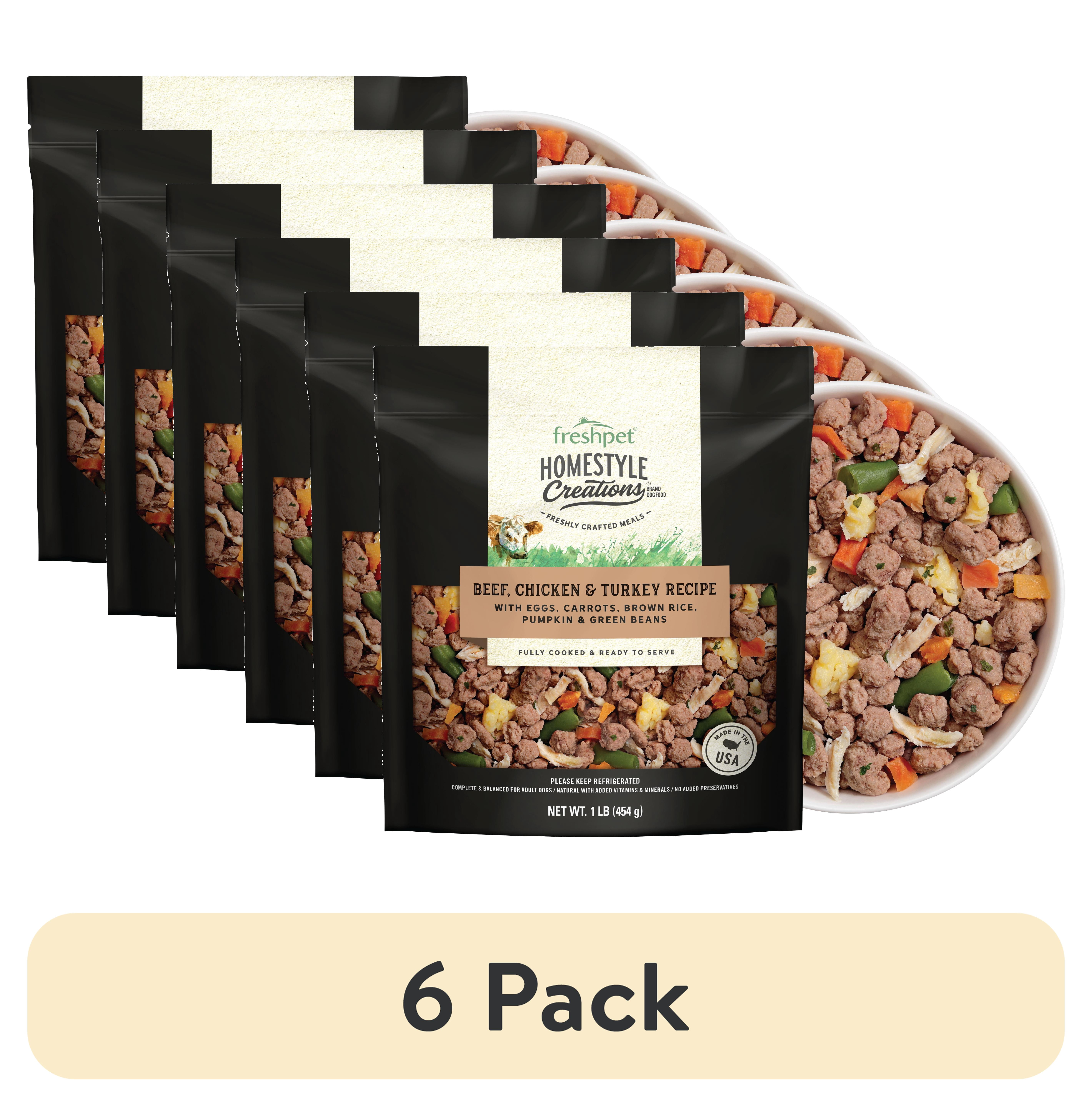 (6 pack) Freshpet Fresh Dog Food, Homestyle Creations, Beef, Chicken & Turkey Recipe, 1lb.
