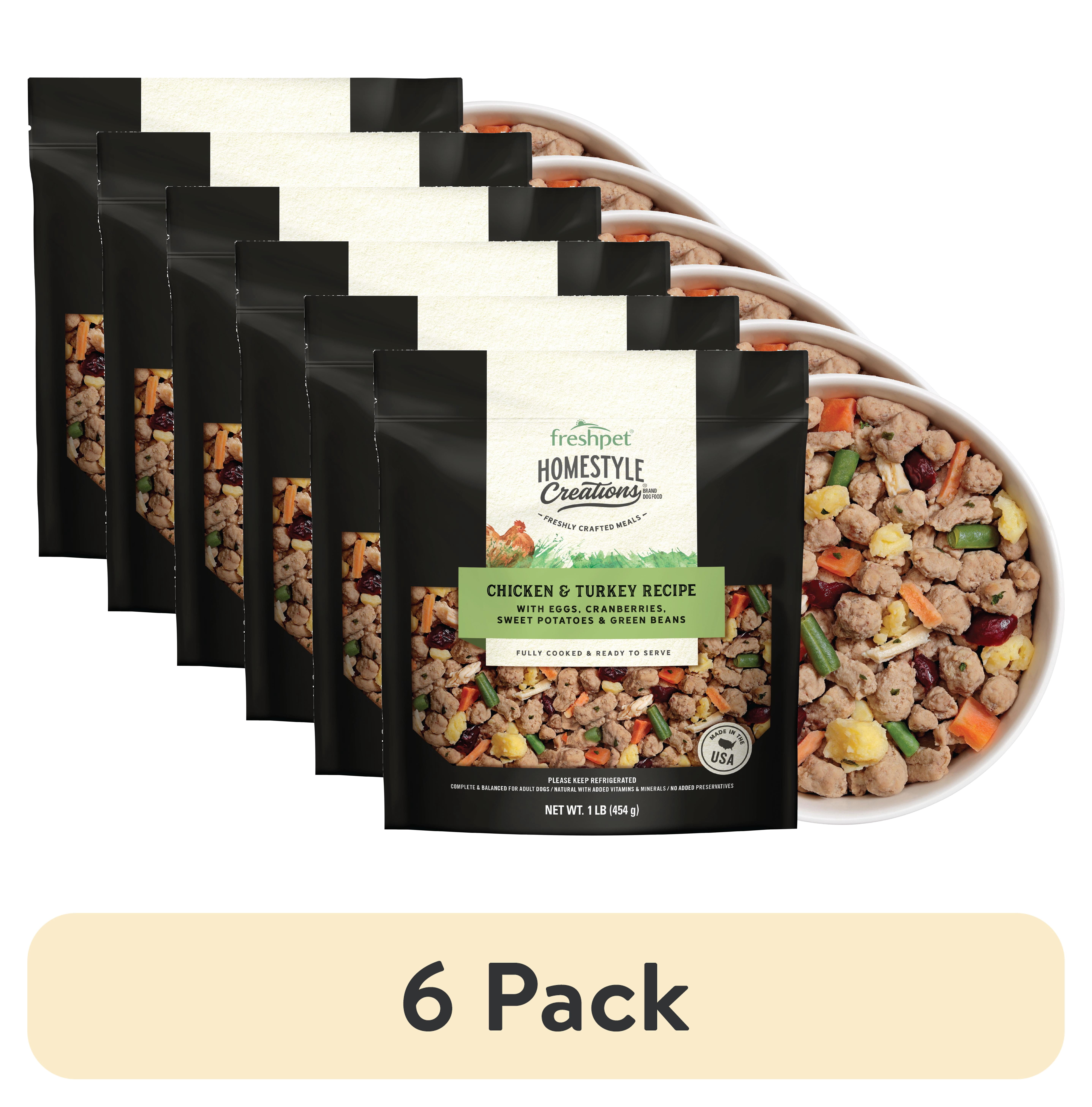 (6 pack) Freshpet Fresh Dog Food, Homestyle Creations, Chicken & Turkey Recipe, 1lb.