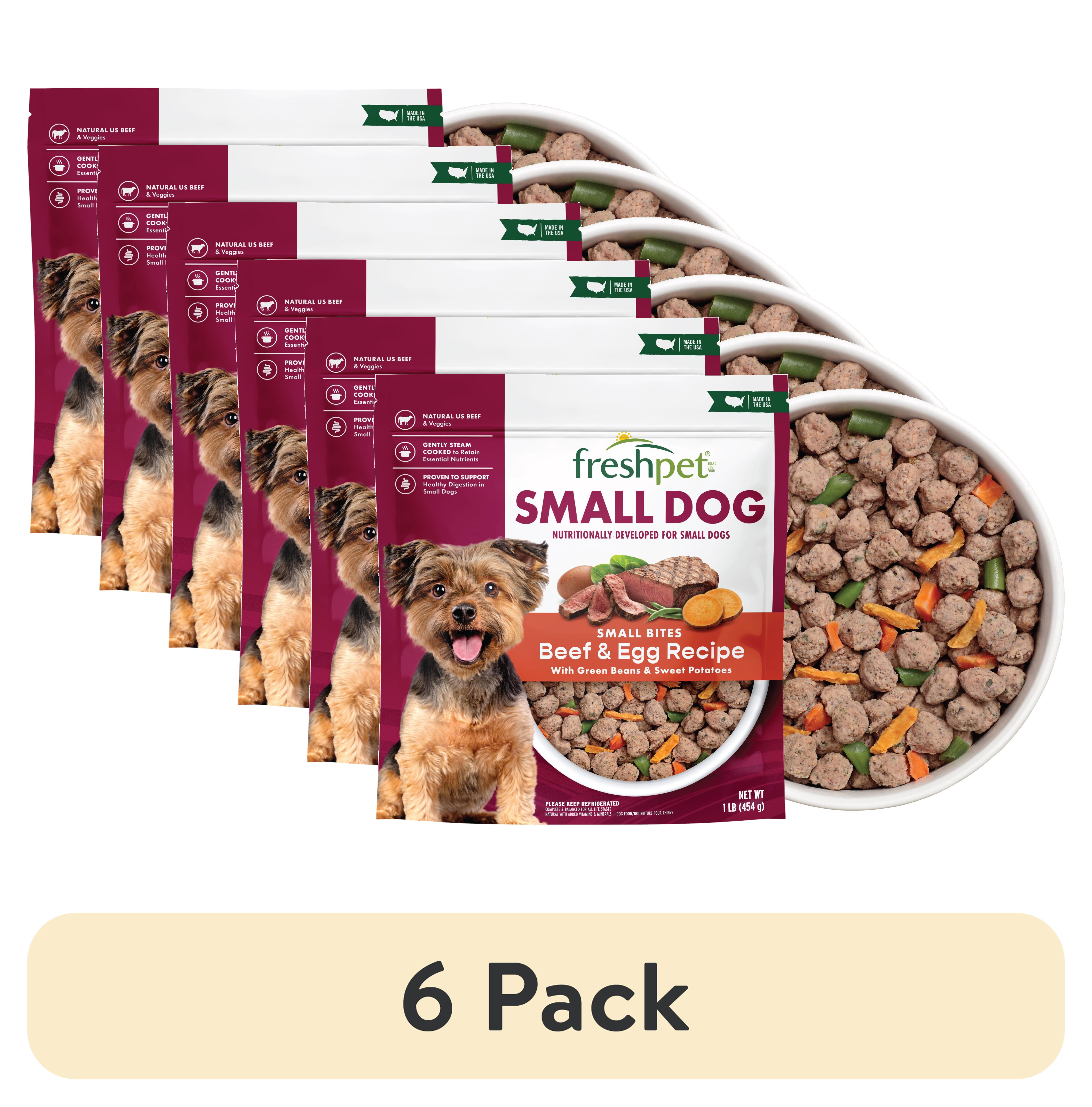 (6 pack) Freshpet Fresh Dog Food, Small Dog Beef & Egg Recipe, Small Bites Freshly Roasted Meals, 1 lb.
