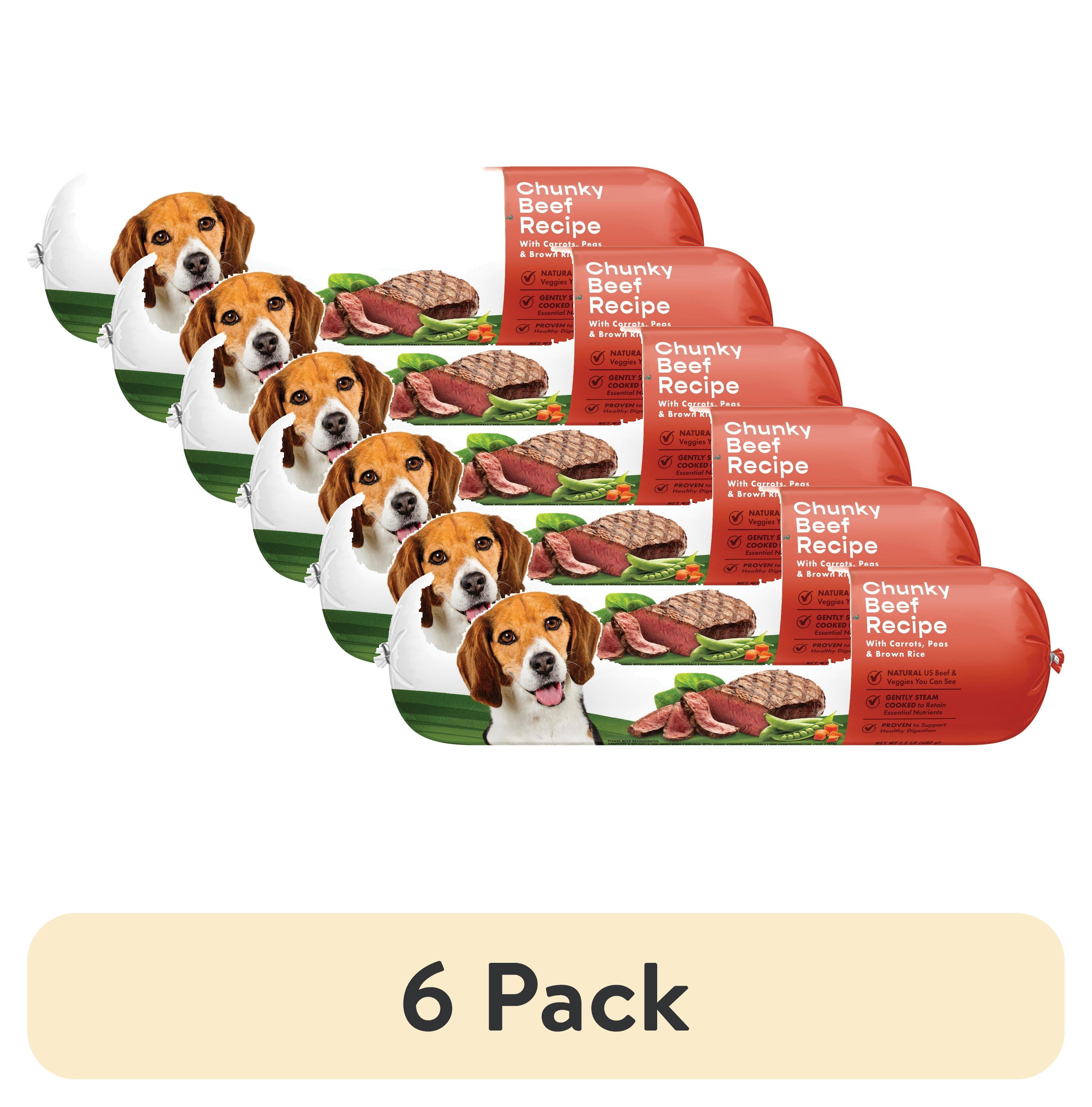 (6 pack) Freshpet Fresh Dog Food, Slice & Serve Roll, Chunky Beef Recipe, 1.5 lb.