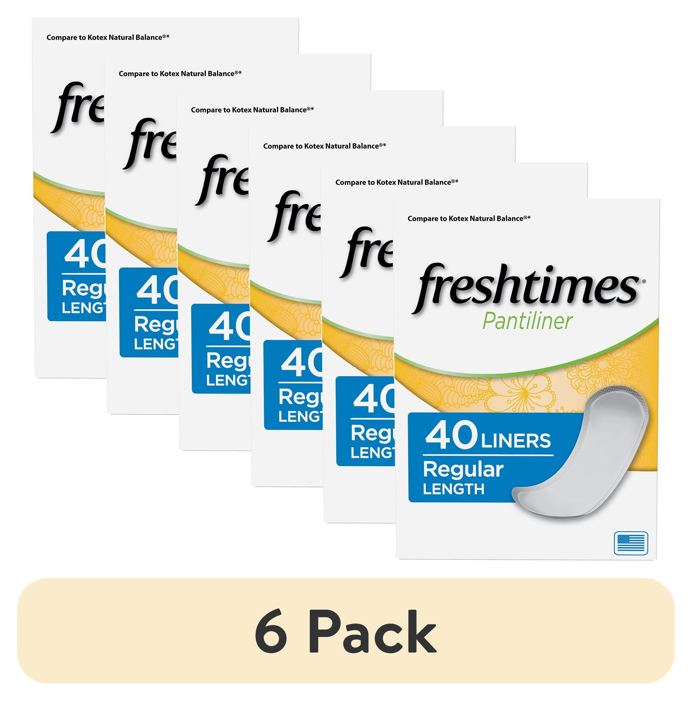 (6 pack) Freshtimes Liners, Regular, Unscented (40 Count)