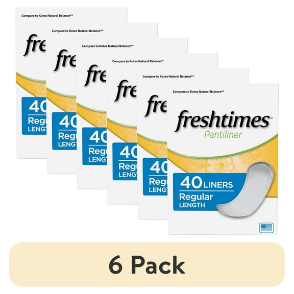 (6 pack) Freshtimes Liners, Regular, Unscented (40 Count)