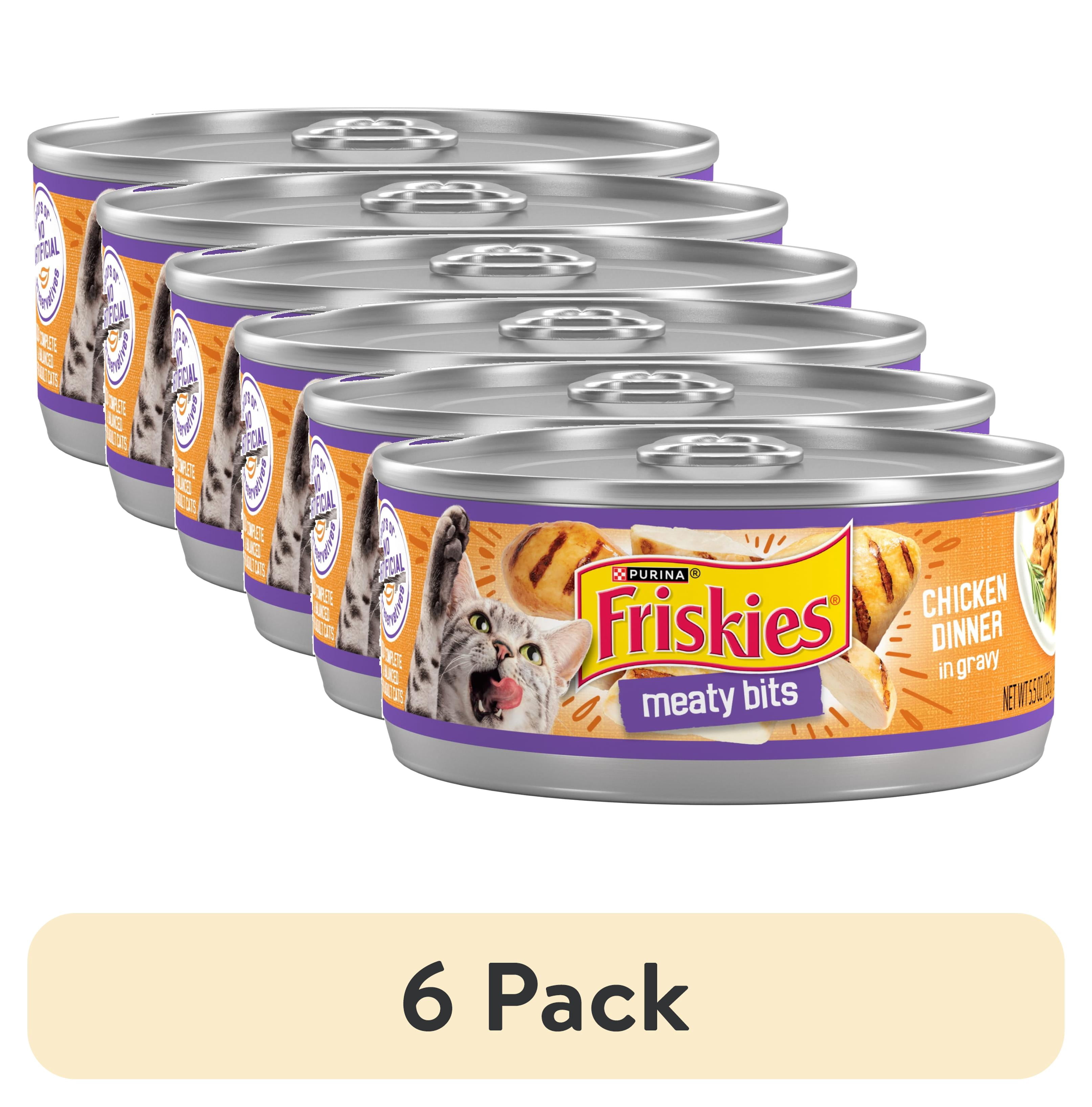 (6 pack) Friskies Gravy, Meaty Bits Chicken Dinner, Wet Cat Food, 5.5 oz. Can, 24 Pack