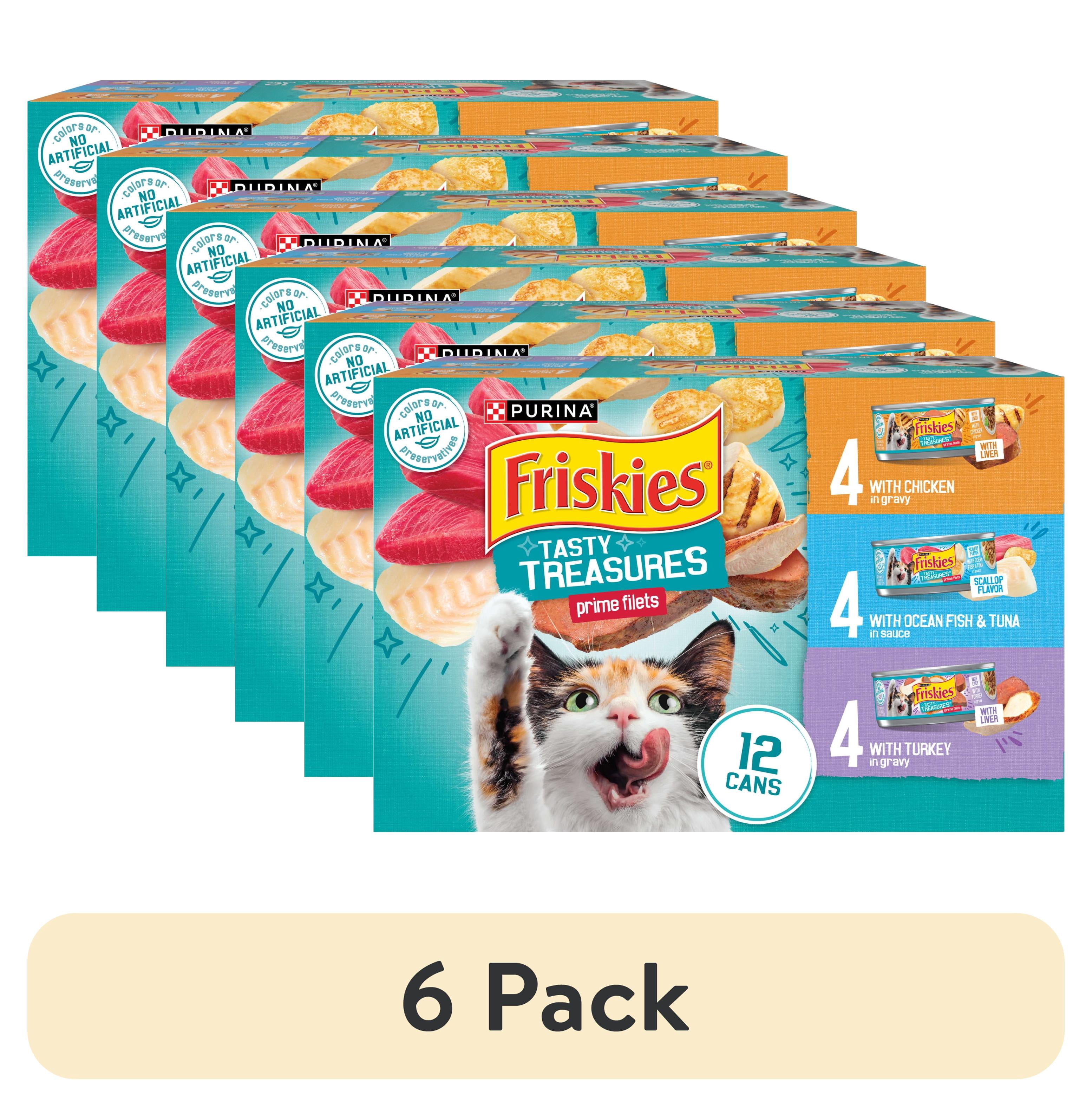 (6 pack) Friskies Gravy Tasty Treasures Prime Filets, Wet Cat Food, 5.5 oz Cans, 12 Pack