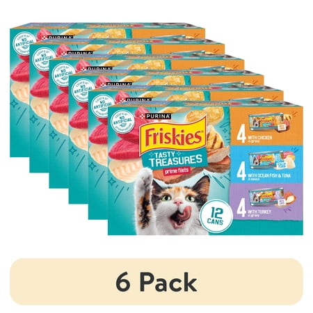 (6 pack) Friskies Gravy Tasty Treasures Prime Filets, Wet Cat Food, 5.5 oz Cans