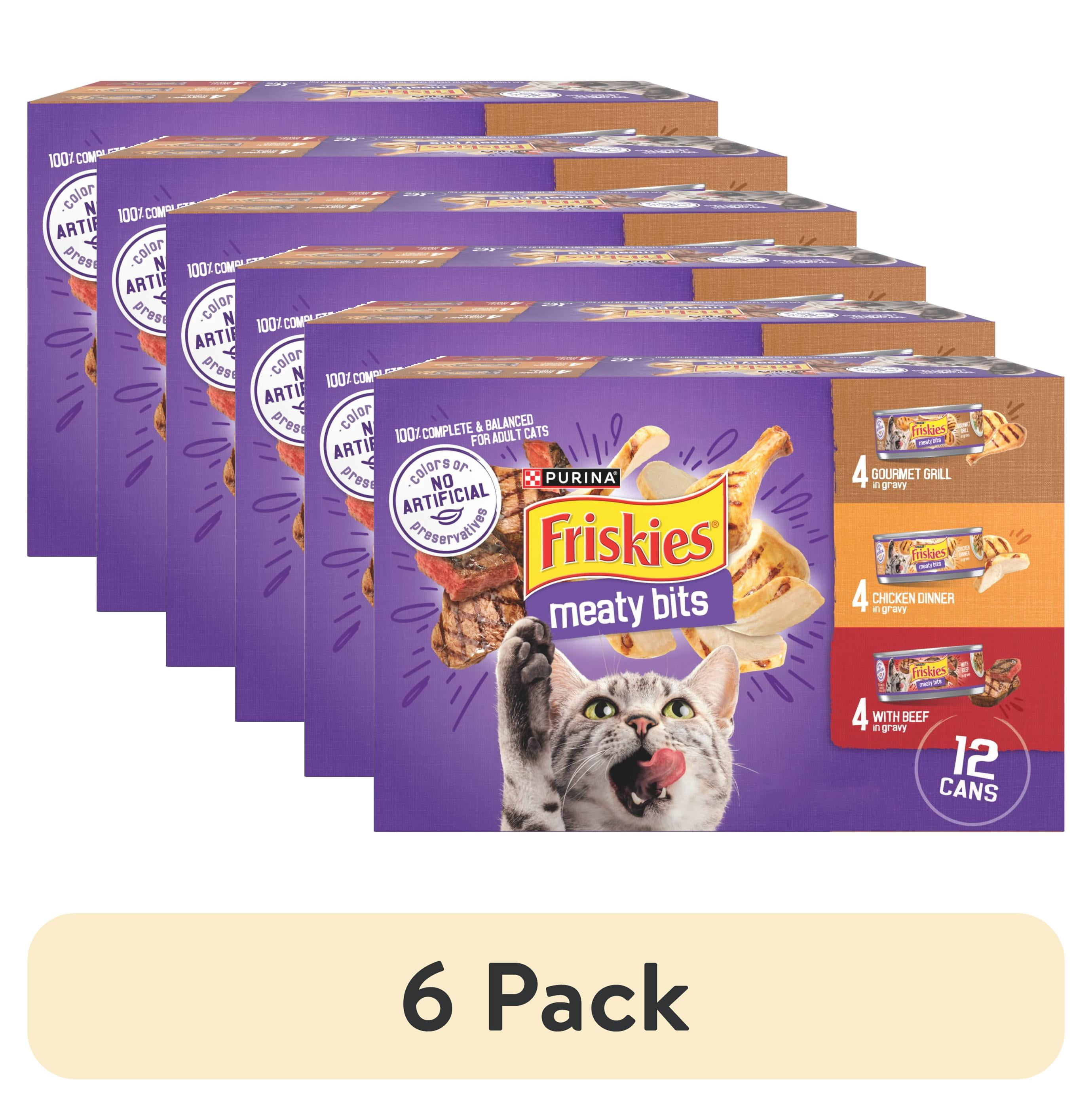(6 pack) Purina Friskies Gourmet Grill, Chicken Dinner, & Beef Meaty Bits Wet Cat Food Variety Pack, 5.5 oz. Cans, 12 Pack