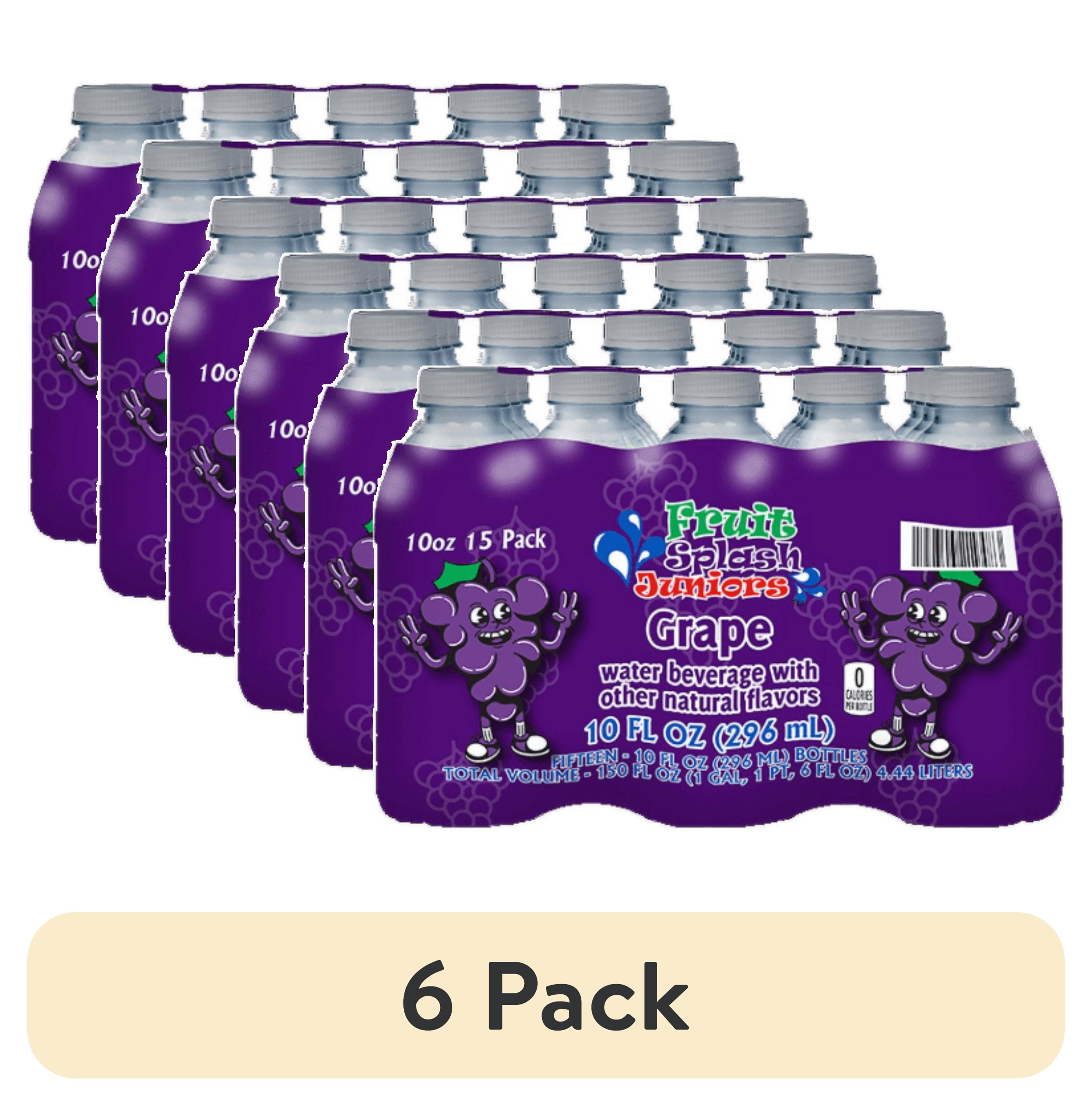 (6 pack) Fruit Splash Juniors, Water Bottles, Grape, 10 fl oz, 15 Pack Bottles
