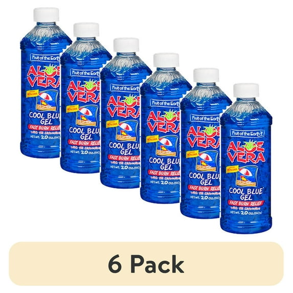 (6 pack) Fruit of the Earth Aloe Vera Cool Blue Gel Burn Relief, 20 Oz.