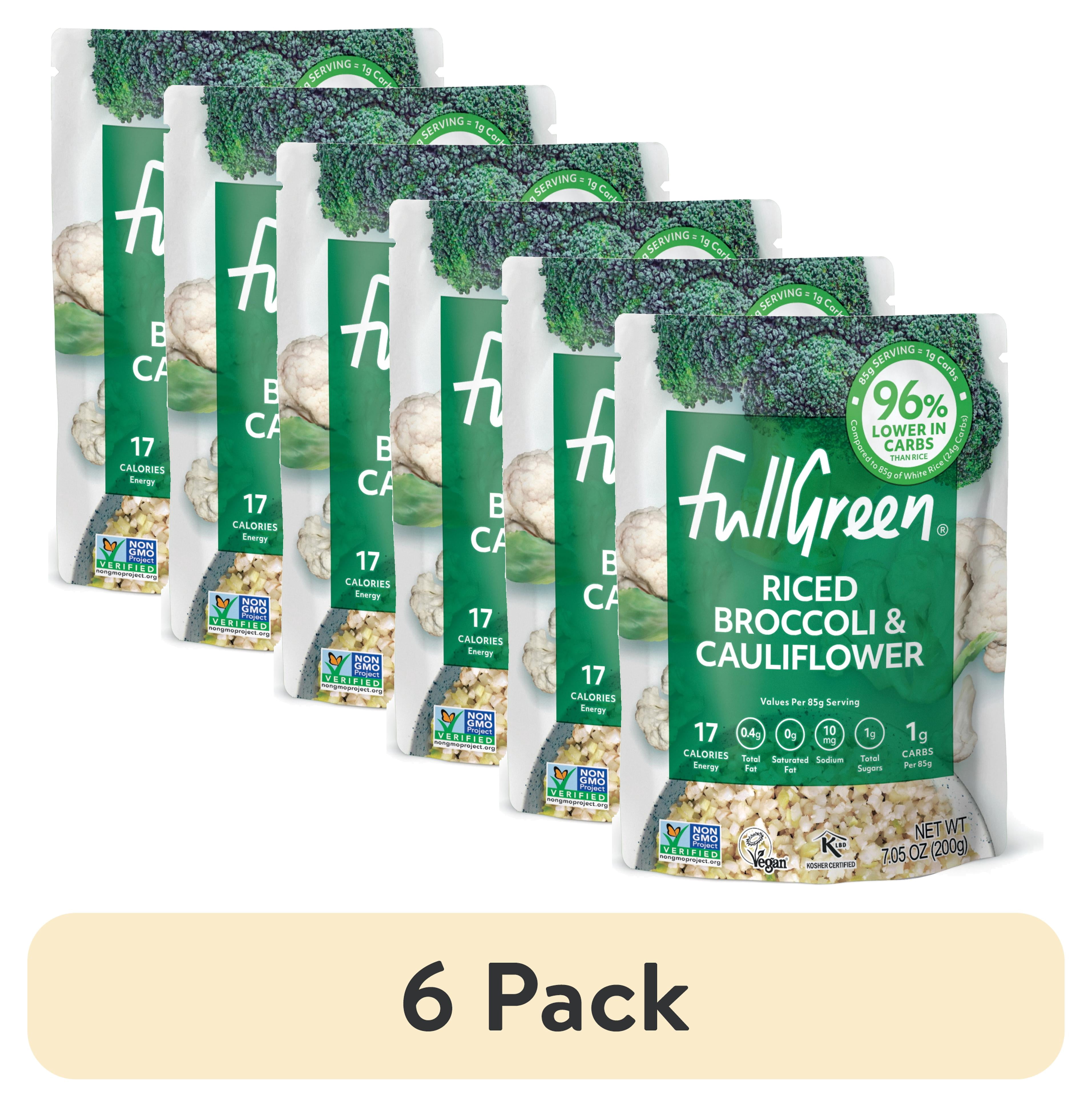 (6 pack) Fullgreen Riced Broccoli and Cauliflower, 7.05 oz Shelf Stable Pouch