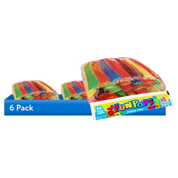 (6 pack) FunPops Freeze Pops, Variety Pack, Gluten Free, 2 oz, 36 Count Bag