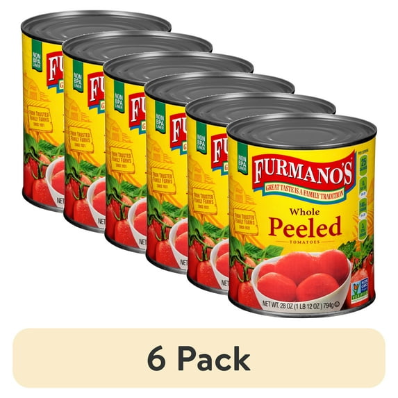 (6 pack) Furmano's Whole Peeled Tomatoes, 28oz, Can