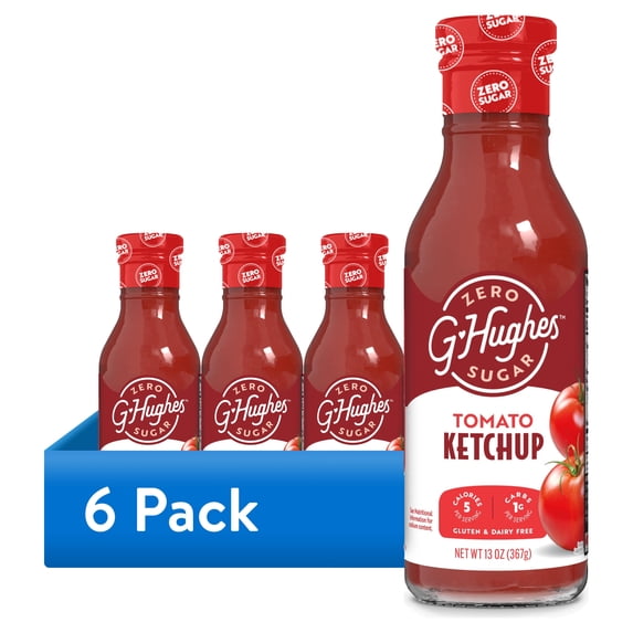 (6 pack) G Hughes Zero Sugar Ketchup, 13 oz