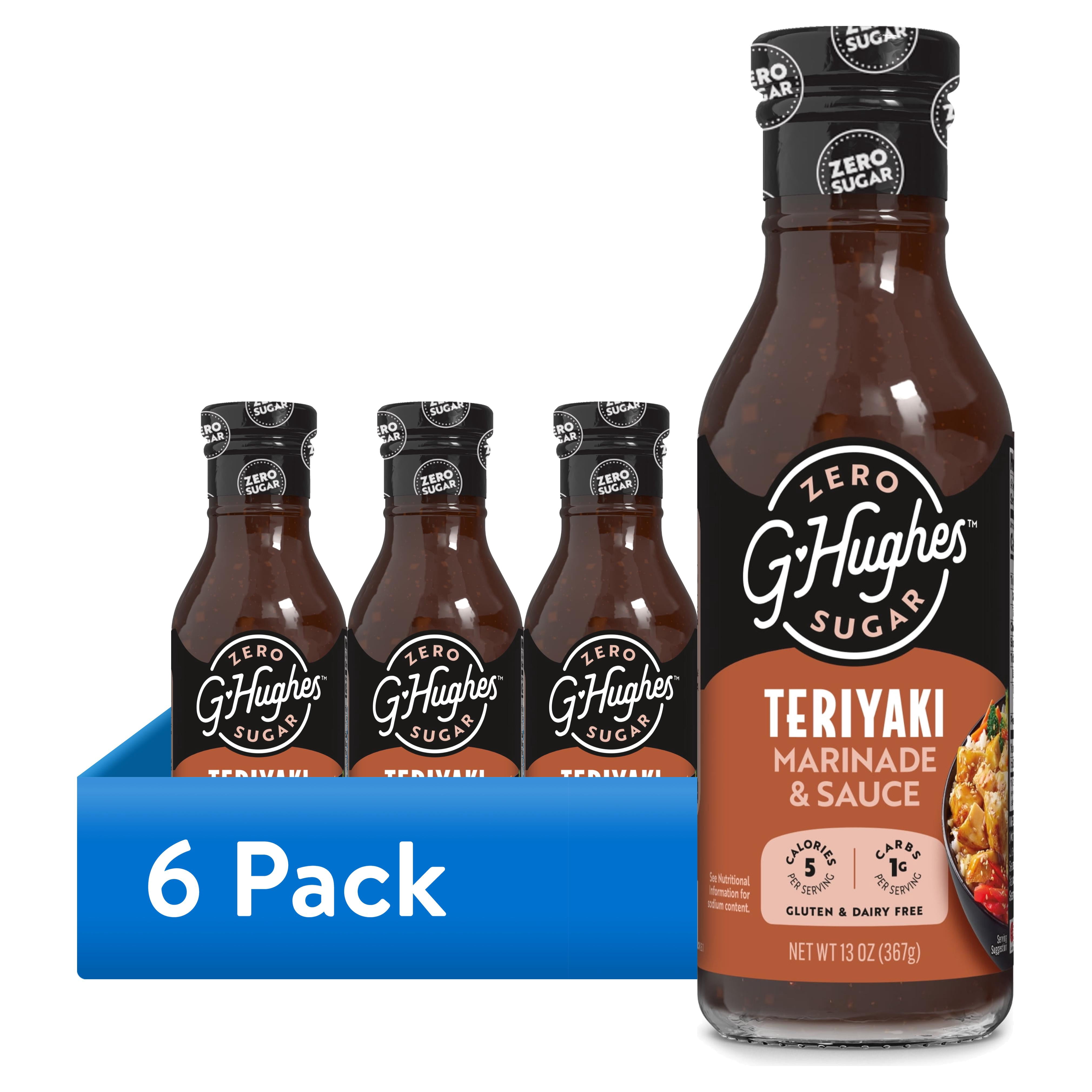 (6 pack) G Hughes Zero Sugar Teriyaki Marinade & Sauce, 13 oz