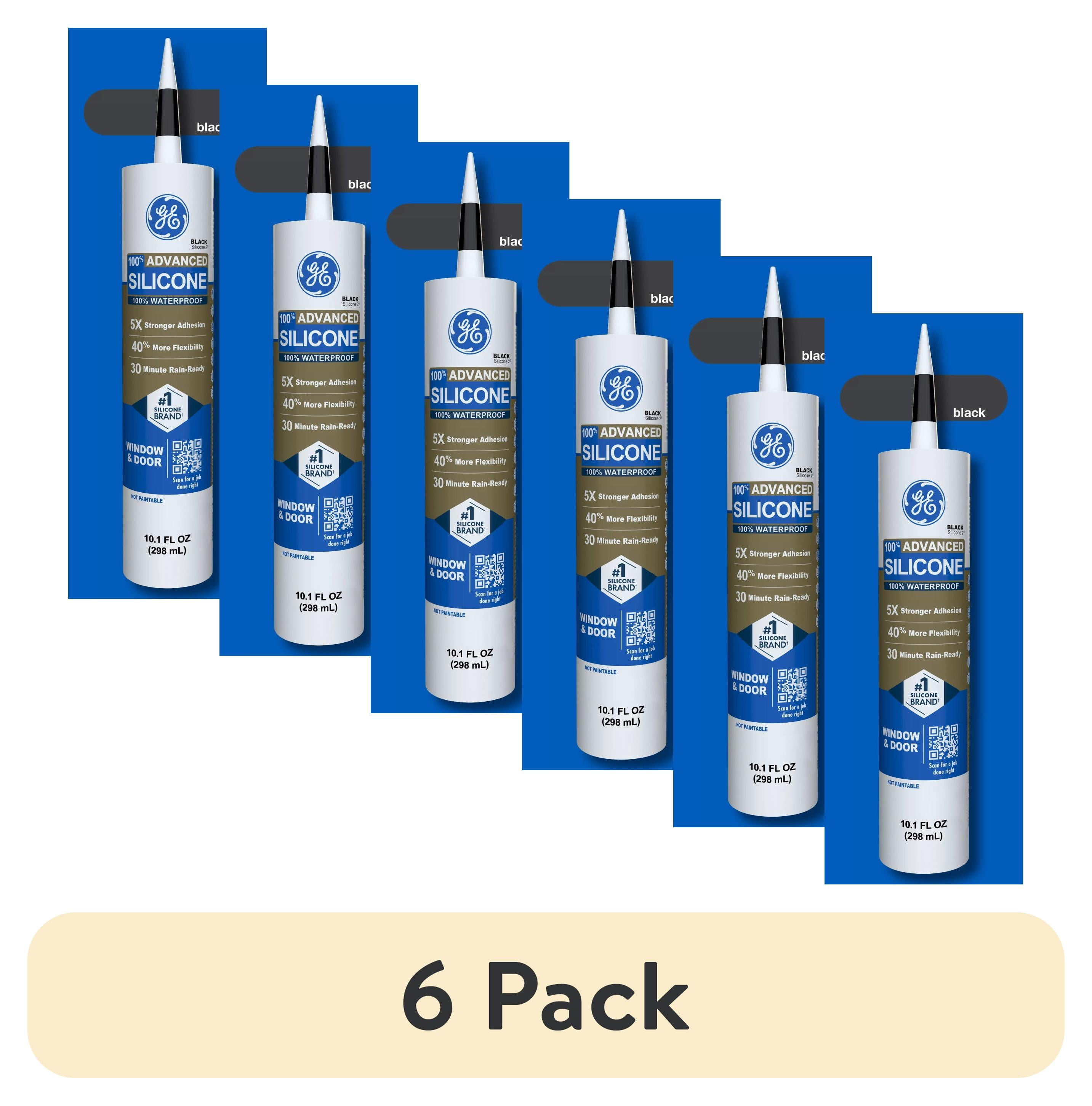(6 pack) GE Advanced Silicone Window & Door Sealant, Pack of 1, Black 10.1 fl oz Cartridge
