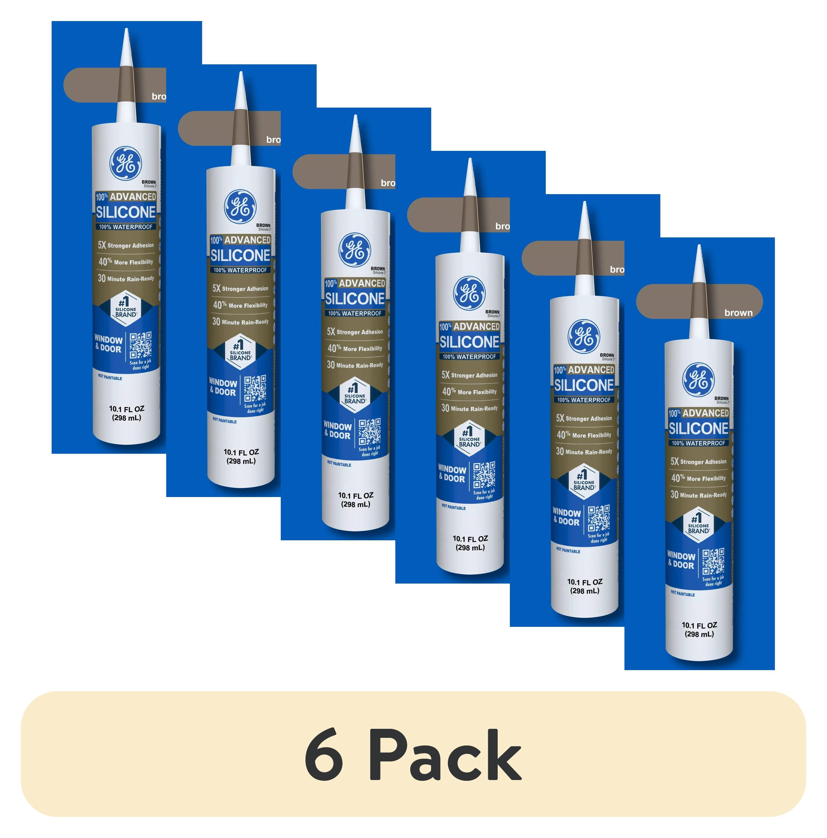 (6 pack) GE Advanced Silicone Window & Door Sealant, Pack of 1, Brown 10.1 fl oz Cartridge