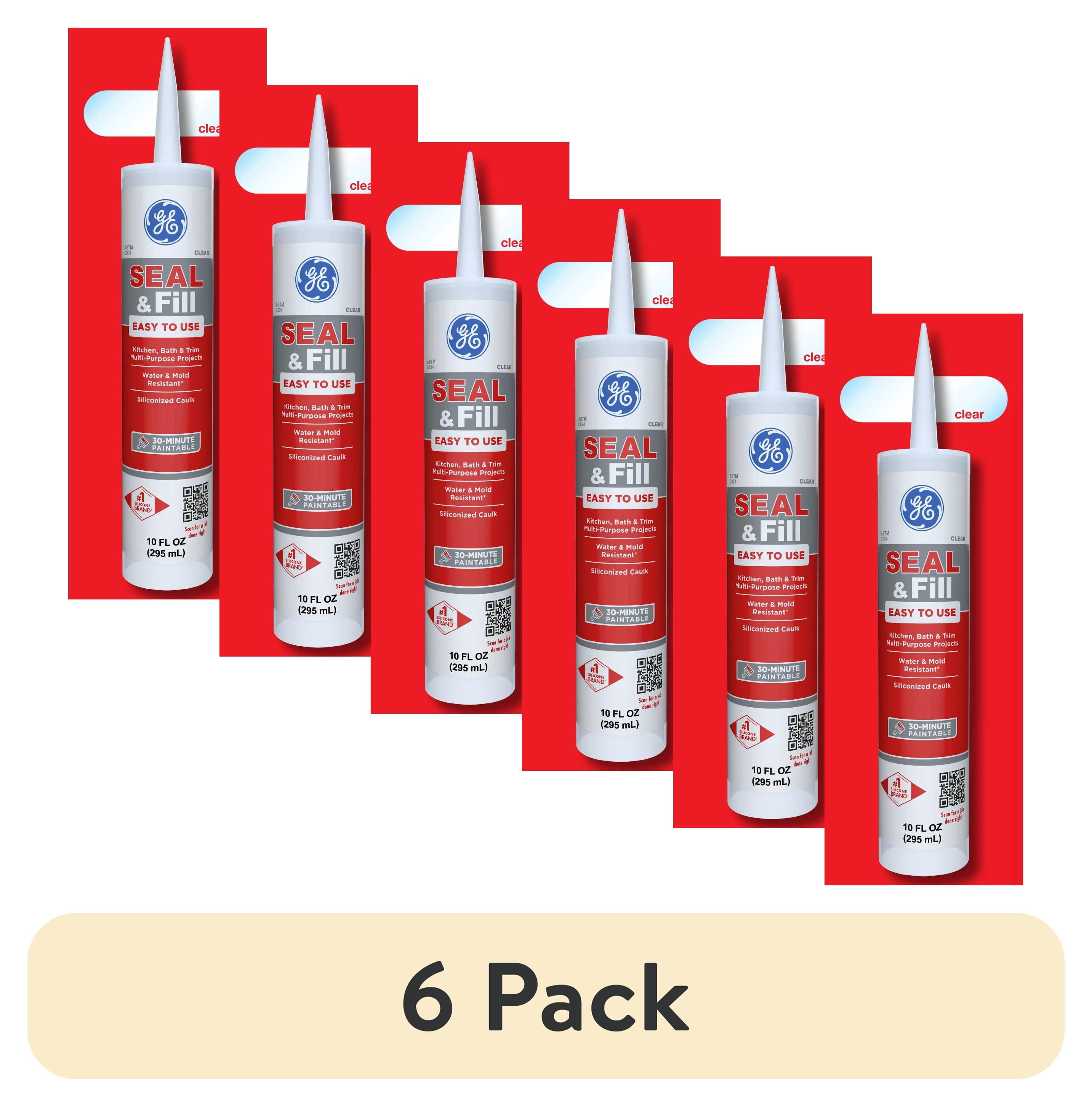 (6 pack) GE Seal And Fill Multipurpose Kitchen & Bath, Pack of 1, Clear 10 fl oz Cartridge