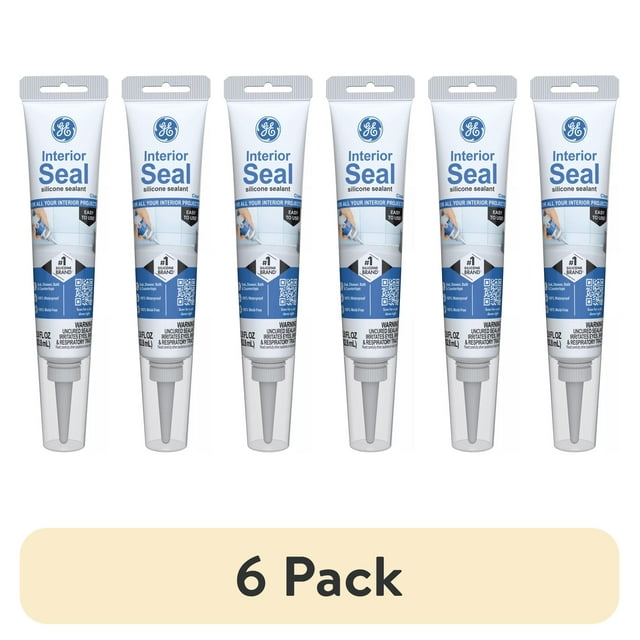 (6 pack) GE Seal Interior Kitchen & Bath, Pack of 1, Clear 2.8 oz Tube