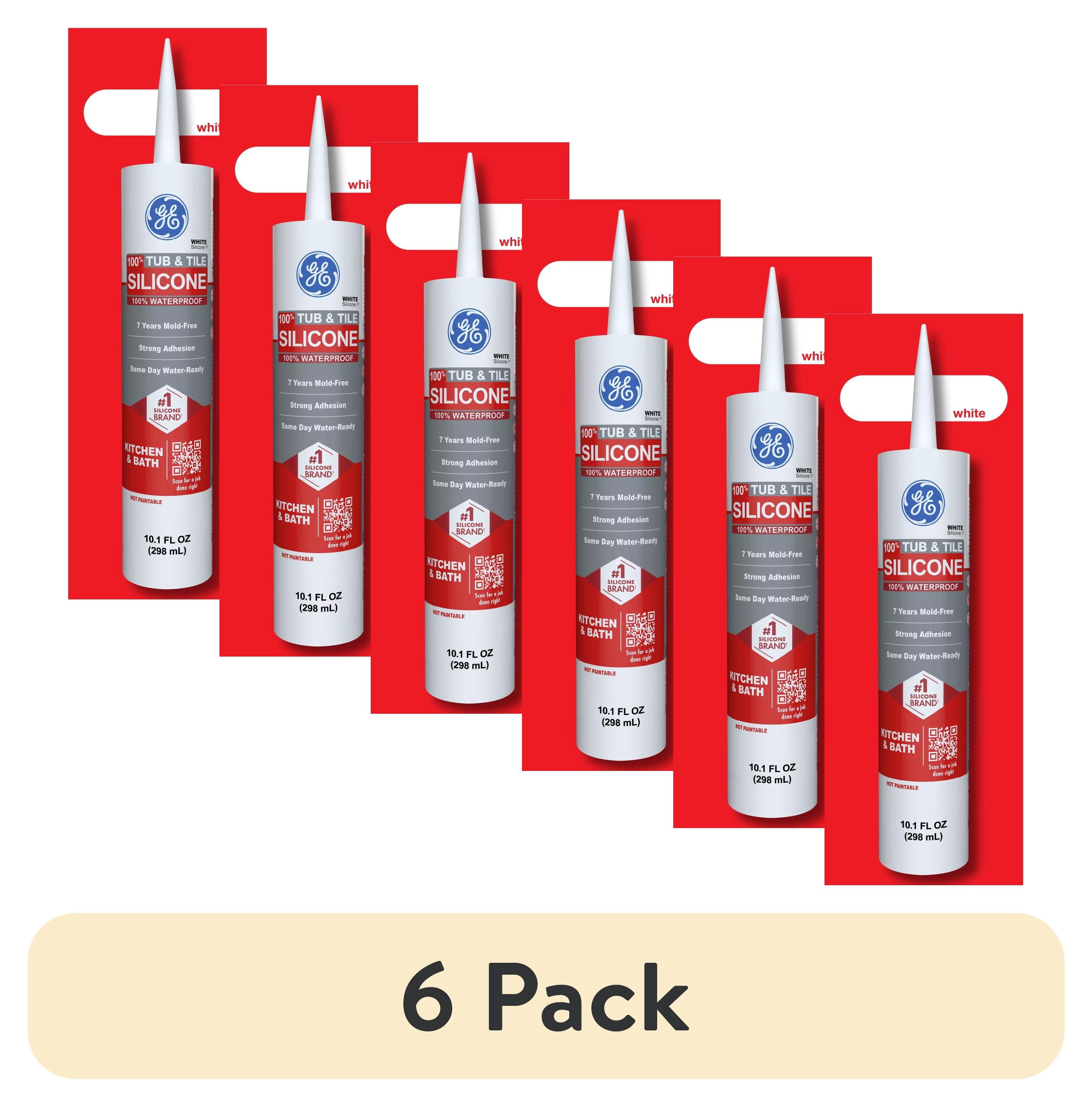 (6 pack) GE Silicone 1 Tub & Tile, Pack of 1, White 10.1 fl oz Cartridge