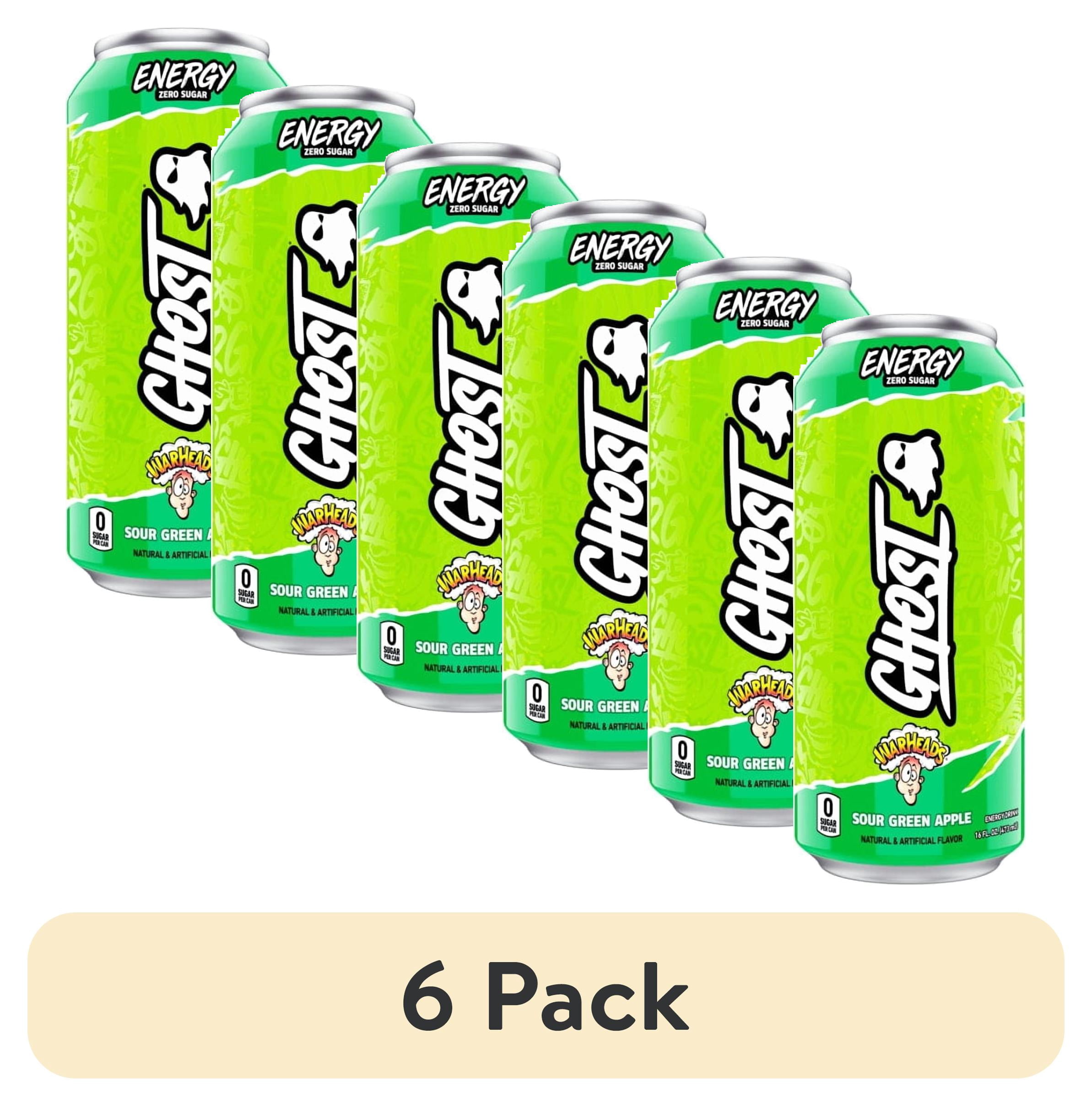 6 pack) GHOST® ENERGY Zero Sugar Energy Drink, WARHEADS Sour Green