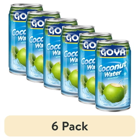 (6 pack) GOYA Coconut Water with Pulp, 11.8 fl oz Can, Tropical Beverage