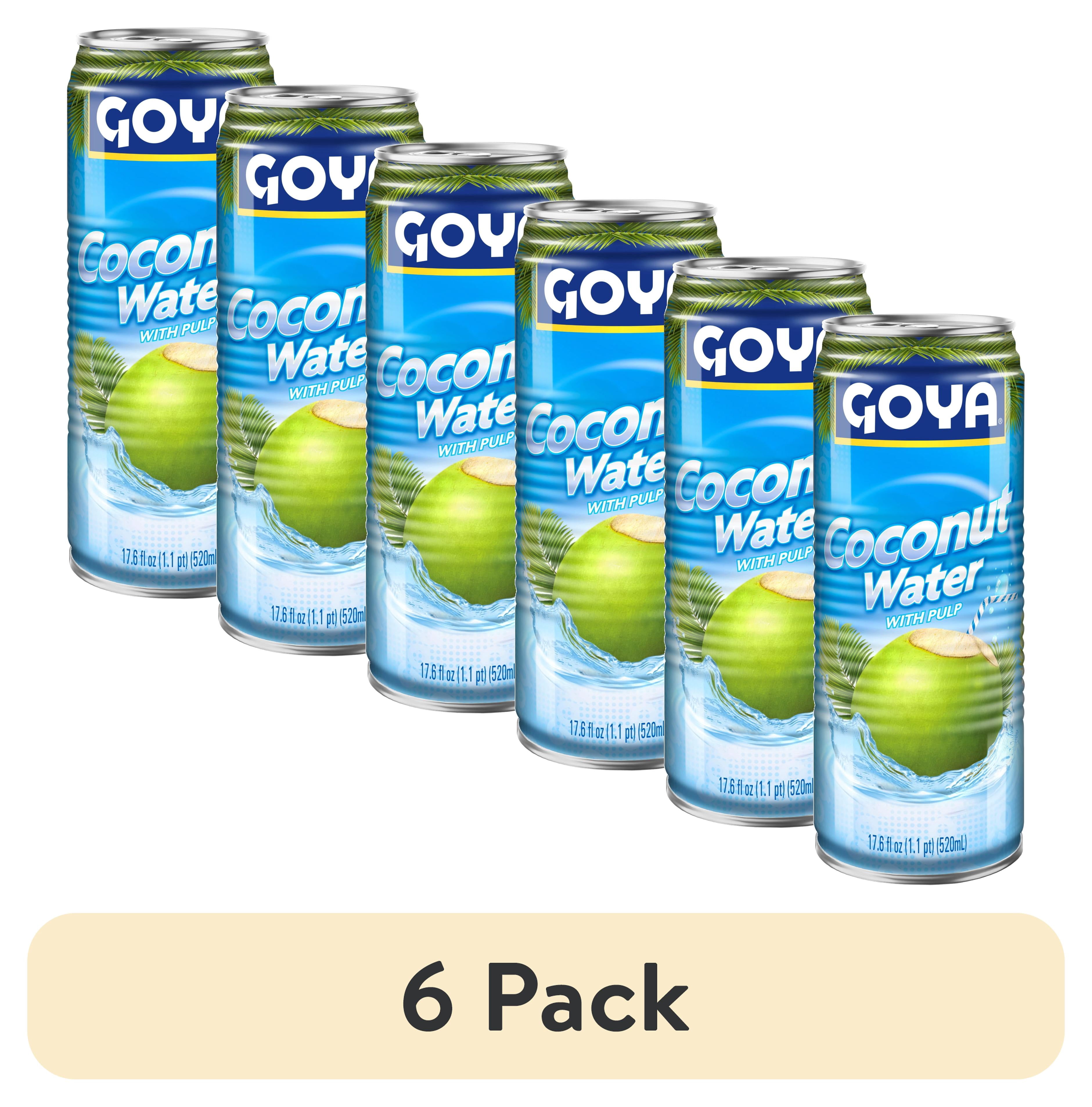 (6 pack) GOYA Coconut Water with Pulp, 17.6 fl oz Can, Tropical Beverage