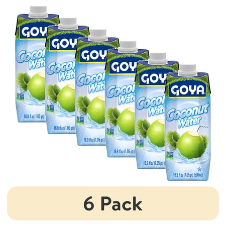 (6 pack) GOYA Pure Coconut Water, 16.90 fl oz Carton, Tropical Beverage