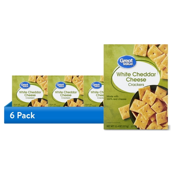 (6 pack) GREAT VALUE 12.4 OZ WHITE CHEDDAR CHEESE CRACKERS