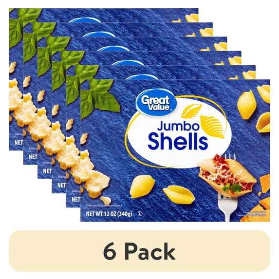 (6 pack) Great Value Jumbo Shell, 12 oz