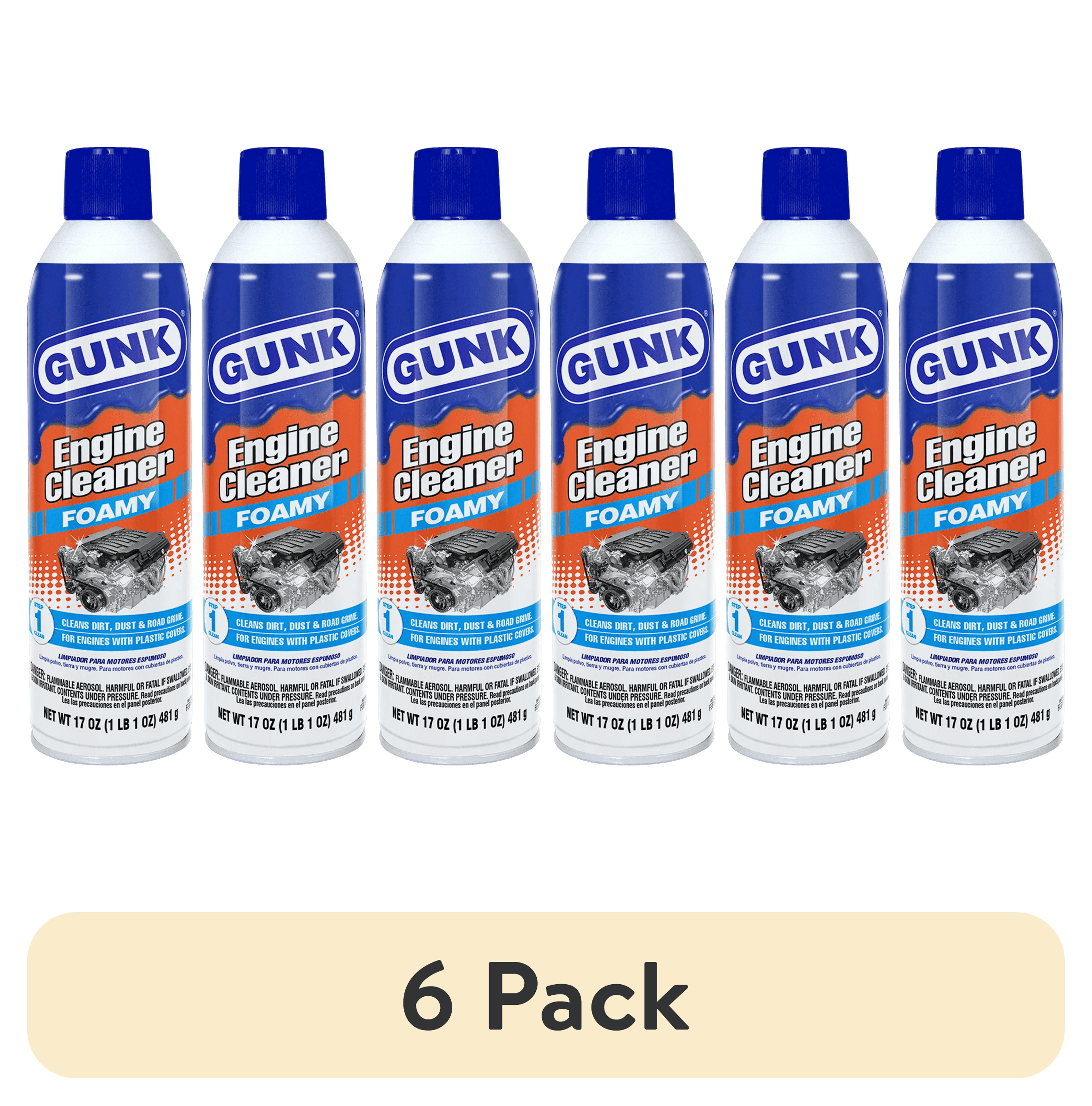 (6 pack) GUNK Low VOC Foamy Engine Cleaner and Degreaser for Cars and Motorcycles - 17 oz Aerosol