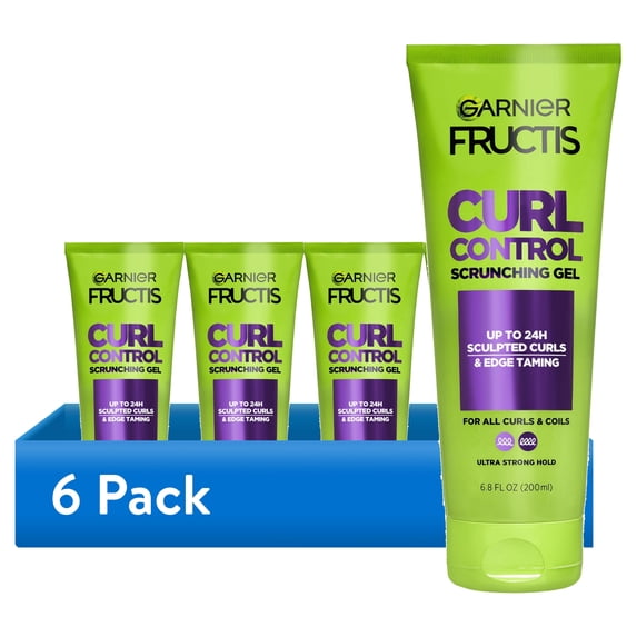 (6 pack) Garnier Fructis Style Curl Scrunch Controlling Hair Gel for Curly Hair, 6.8 fl. oz.