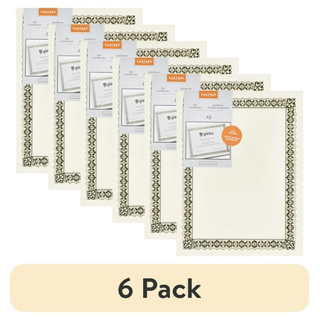(6 pack) Gartner Studios Gold Foil Certificate, 15 Count per Pack