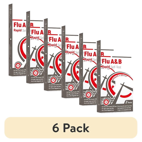 (6 pack) GenaCheck COVID-19 / Flu A+B, At-Home Respiratory Test Kit (2 Tests) | OTC Nasal Swab | Ages 2+ | Easy to Use Self-Test | Fast Results - 1 Kit, 2 Tests per Kit