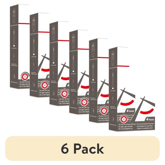 (6 pack) GenaCheck COVID-19 / Flu A+B, At-Home Respiratory Test Kit (4 Tests) | OTC Nasal Swab | Ages 2+ | Easy to Use Self-Test | Fast Results - 1 Kit, 4 Tests per Kit