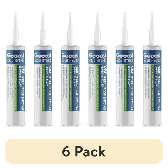 (6 pack) Geocel 4350 Metal Roof & Siding Construction Sealant, Black, 10.1 fl. oz.