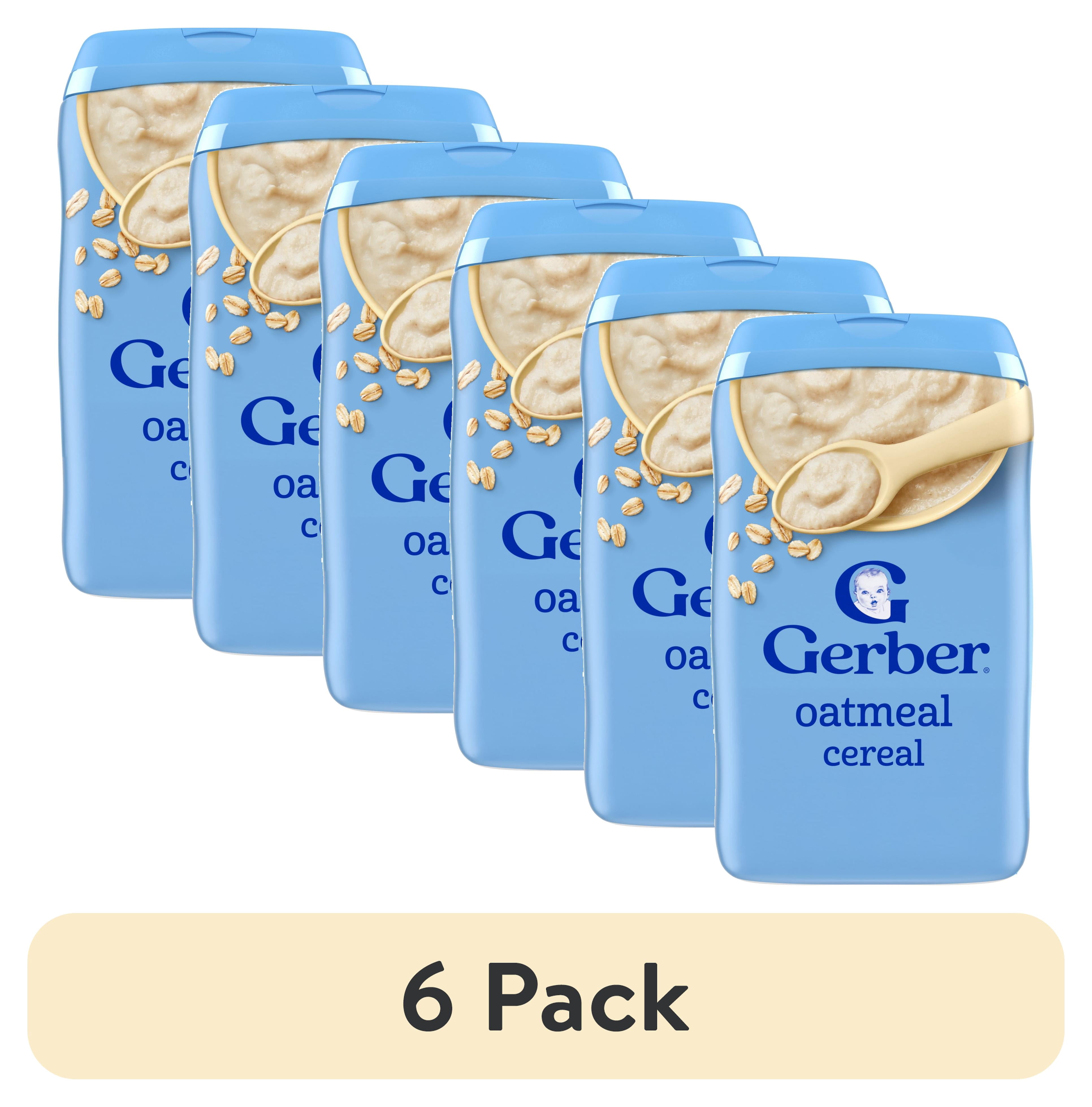 (6 pack) Gerber Stage 1 Baby Food, Baby Oatmeal Cereal, 8g Whole Grains, Infant Cereal 1 lb.