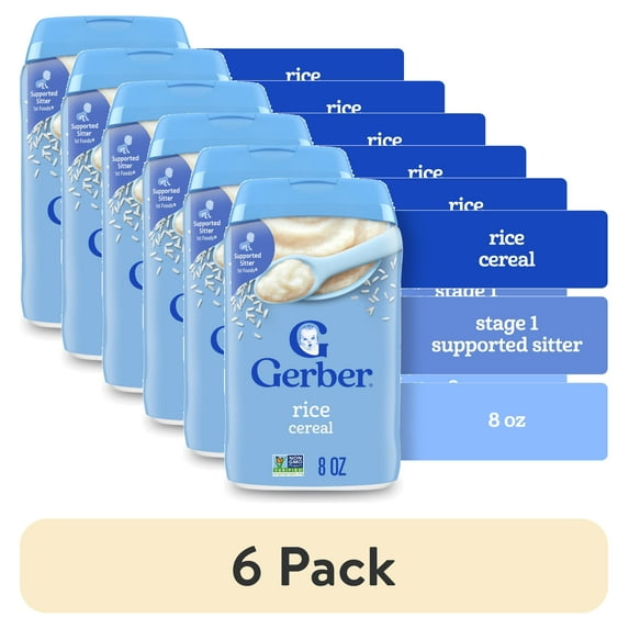 (6 pack) Gerber Stage 1 Baby Food, Baby Rice Cereal, Gerber Cereal For Baby, Infant Cereal 8 oz