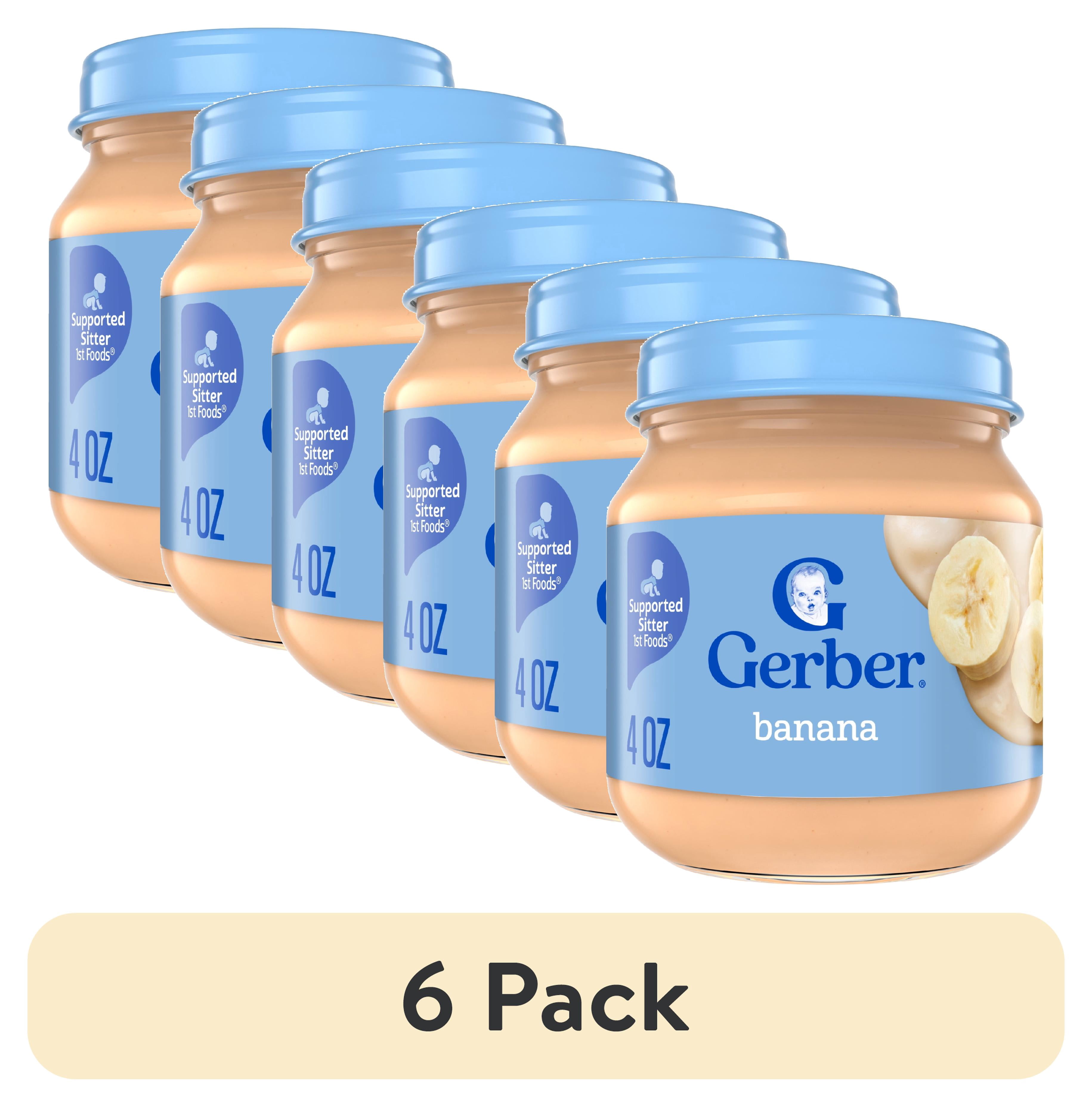 (6 pack) Gerber 1st Foods Natural for Baby Baby Food, Banana, 4 oz Jar