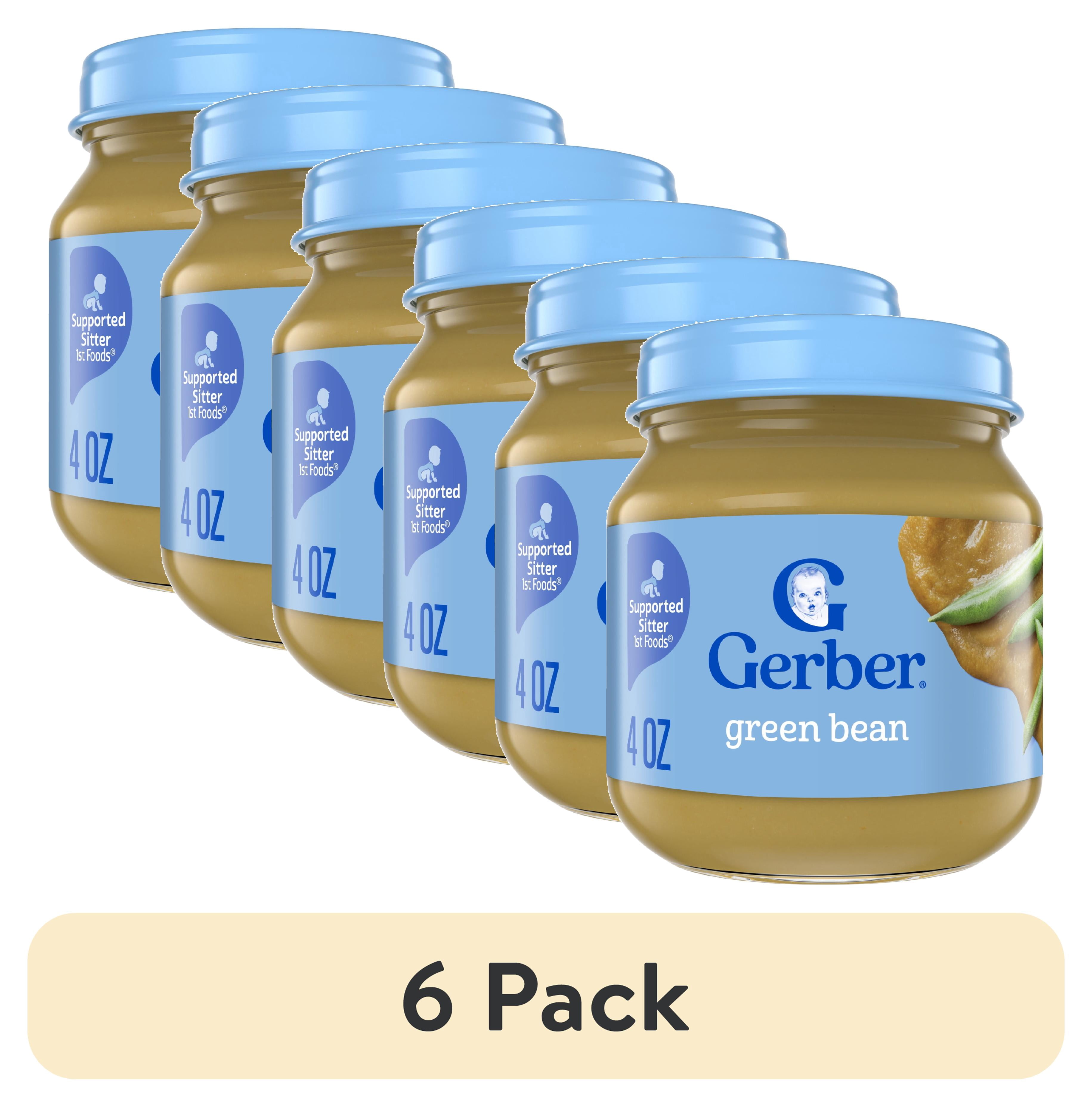 (6 pack) Gerber 1st Foods Natural for Baby Baby Food, Green Bean, 4 oz Jar