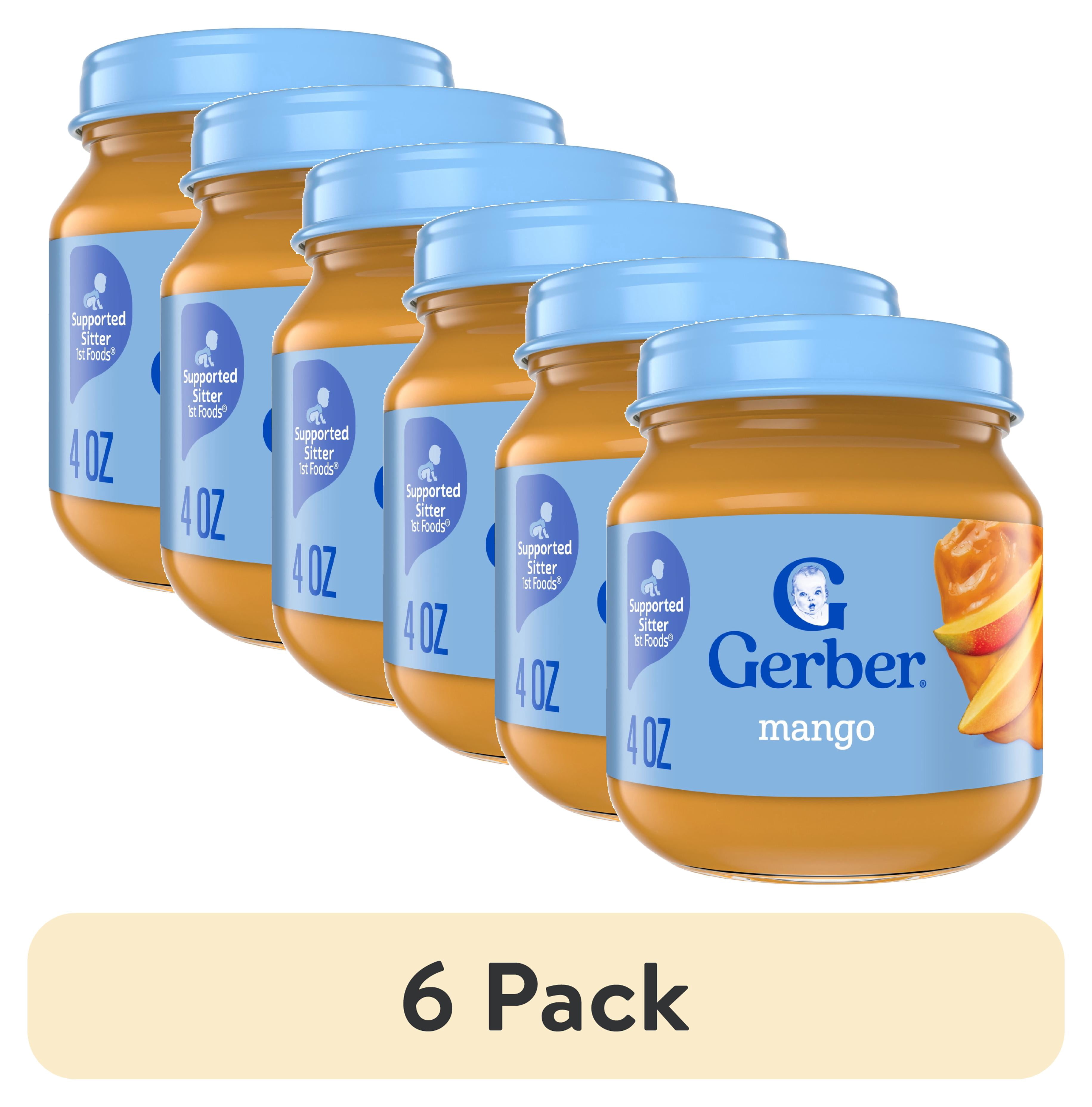 (6 pack) Gerber 1st Foods Natural for Baby Baby Food, Mango, 4 oz Jar