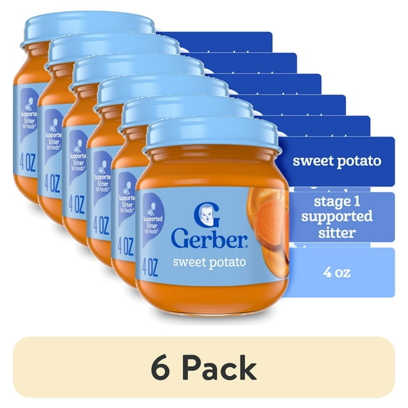 (6 pack) Gerber 1st Foods Natural for Baby Baby Food, Sweet Potato, 4 oz Jar