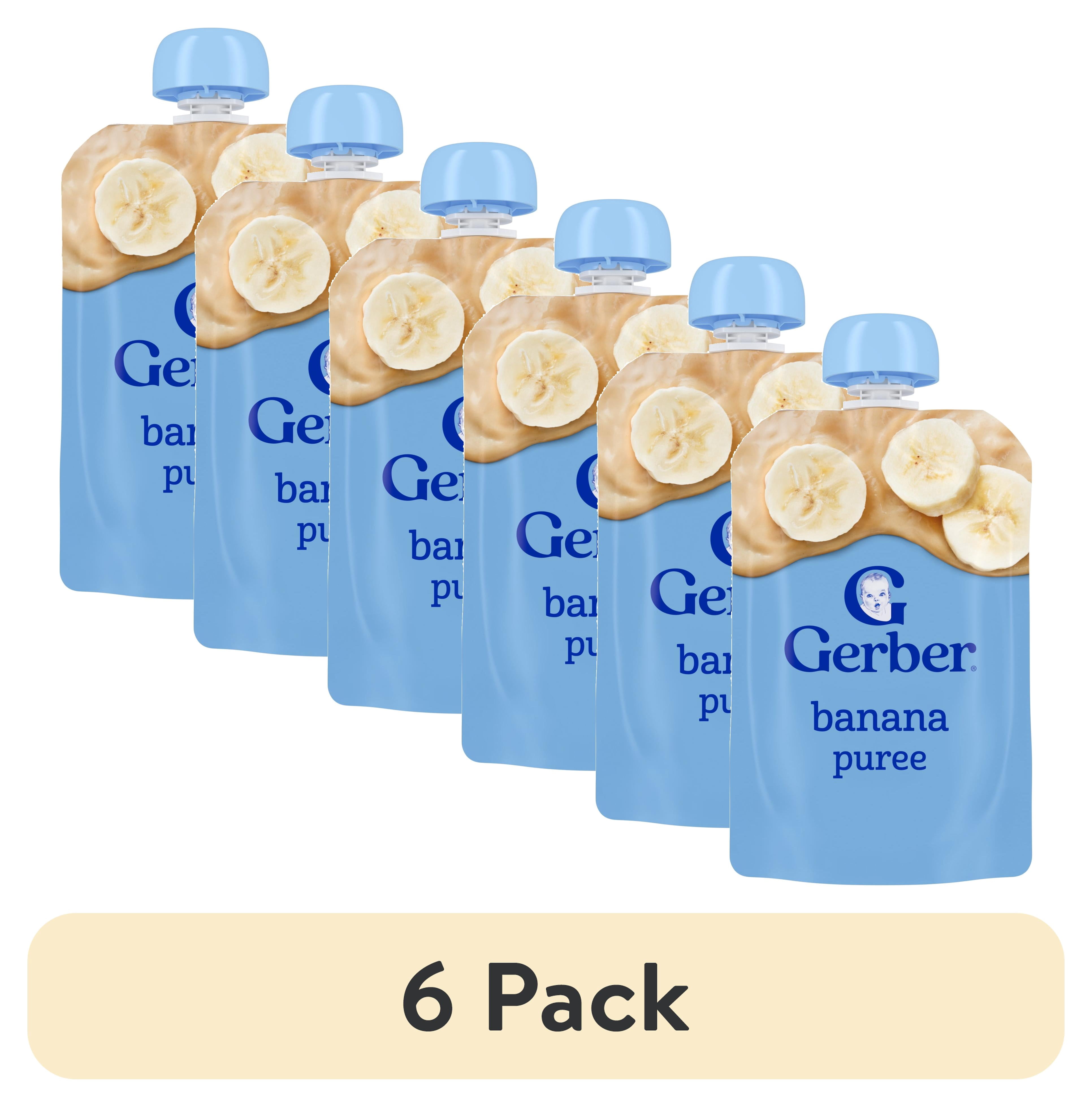 (6 pack) Gerber Stage 2 Baby Food, Banana Puree Pouch 3.5 oz