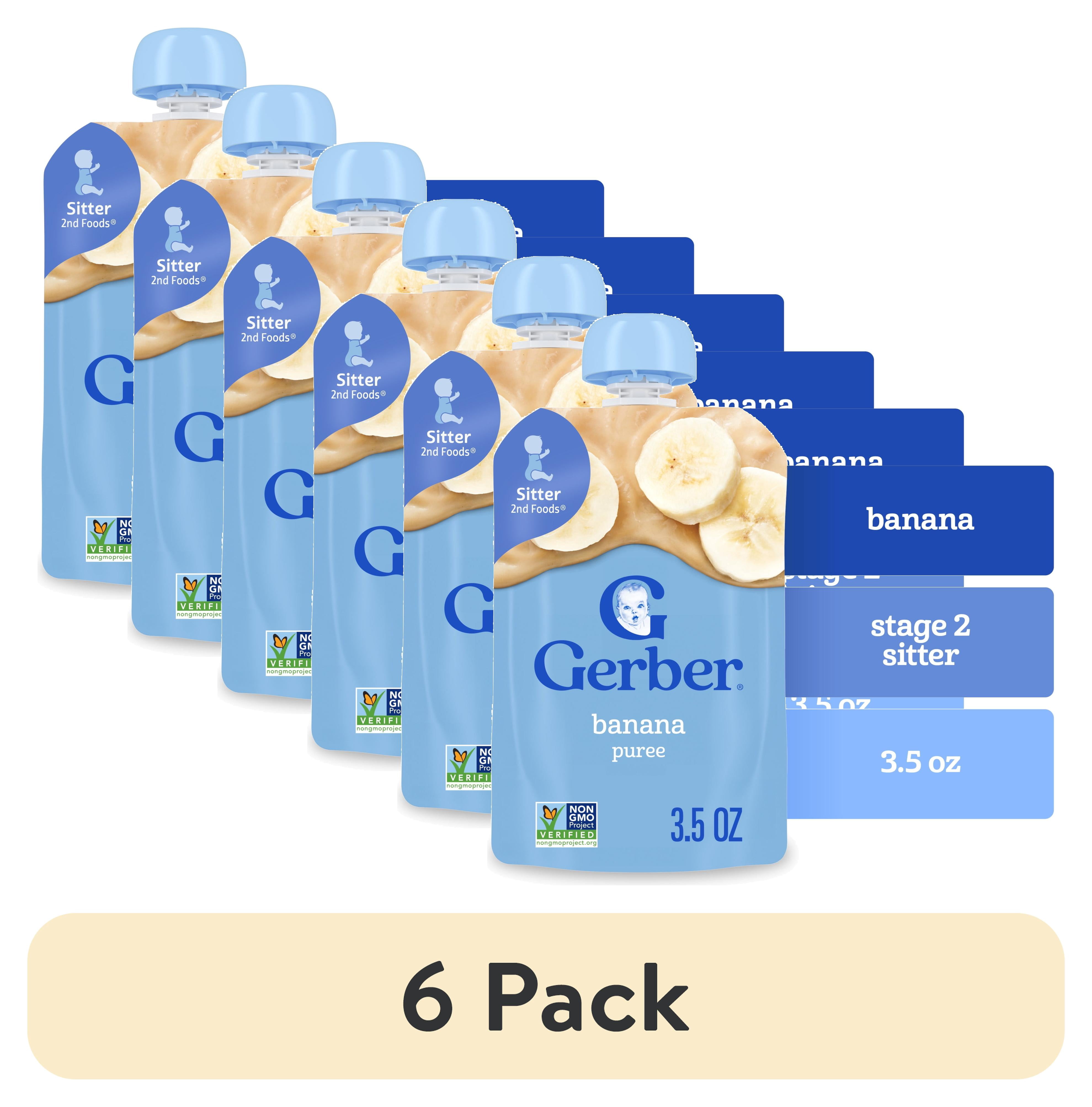 (6 pack) Gerber Stage 2 Baby Food, Banana Puree, 3.5 oz Pouch - Walmart.com