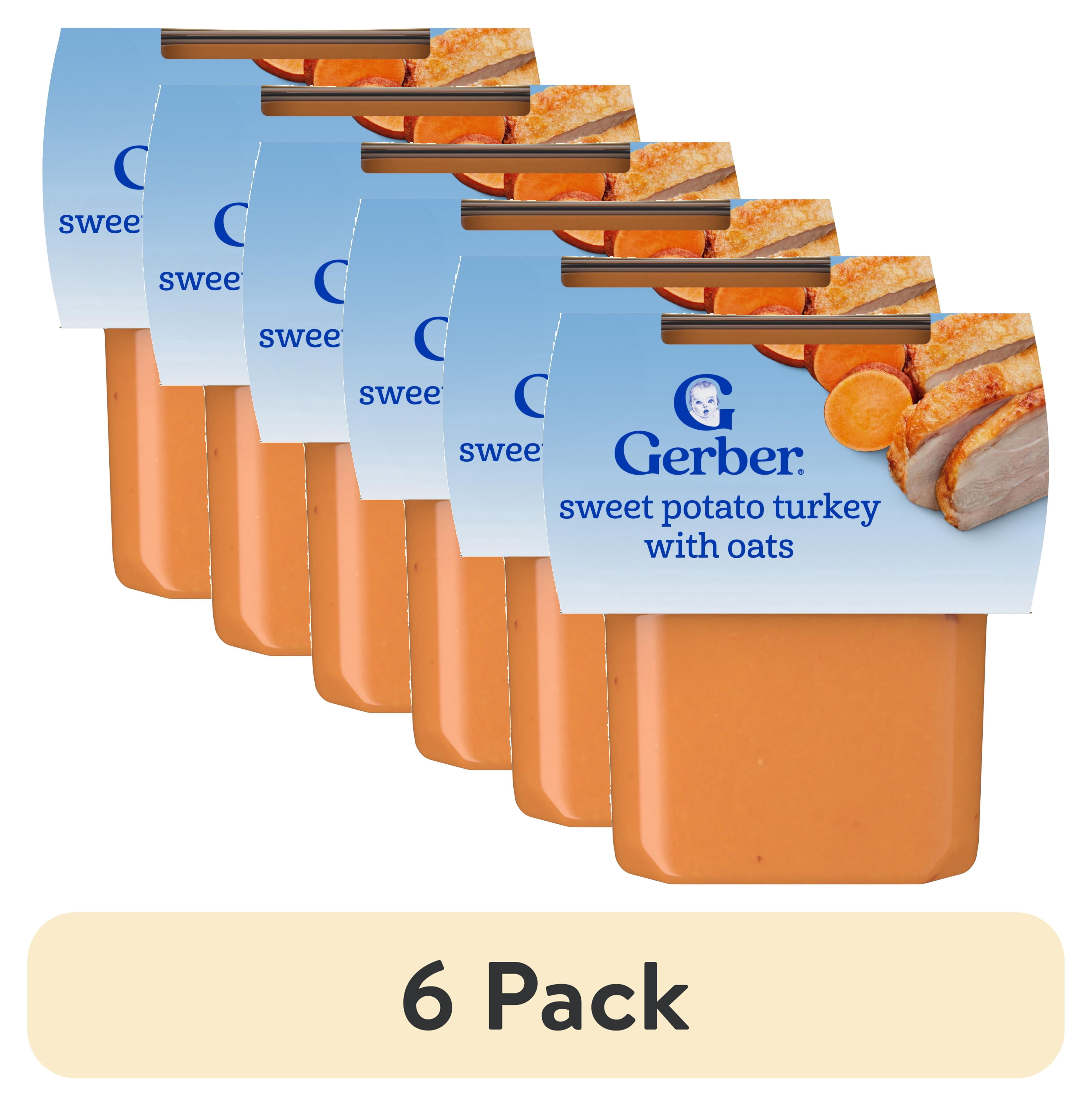 (6 pack) Gerber Stage 2 Baby Food, Sweet Potato Turkey with Oats Puree Tub, Baby Puree, 2PK 8 oz