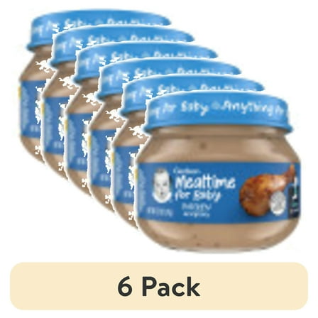 (6 pack) Gerber Stage 2, Chicken and Gravy Jar, Baby Food, Mealtime Poultry Puree 2.5 oz