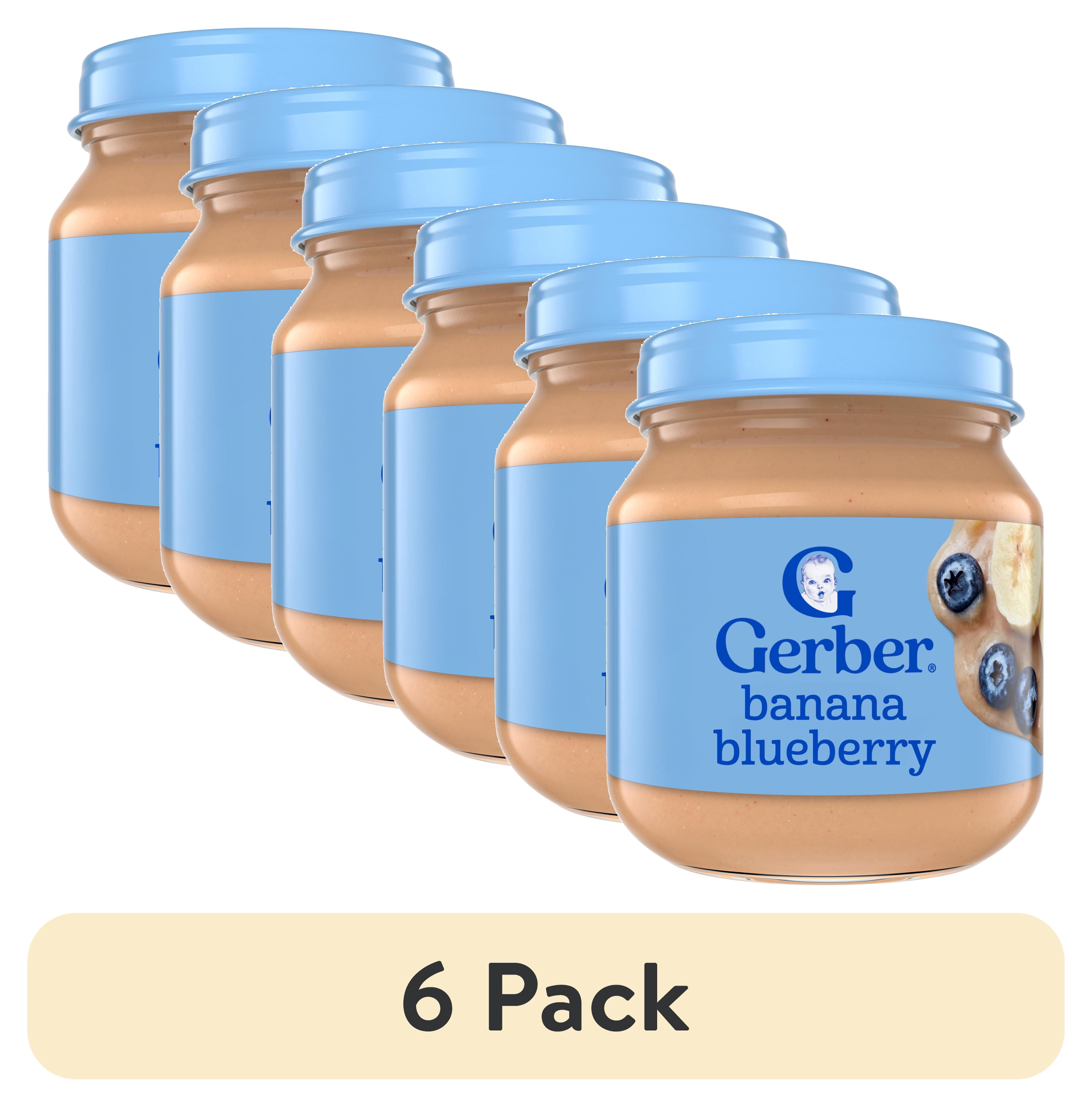 (6 pack) Gerber 2nd Foods Natural for Baby Wonder Foods Baby Food, Banana Blueberry, 4 oz Jar