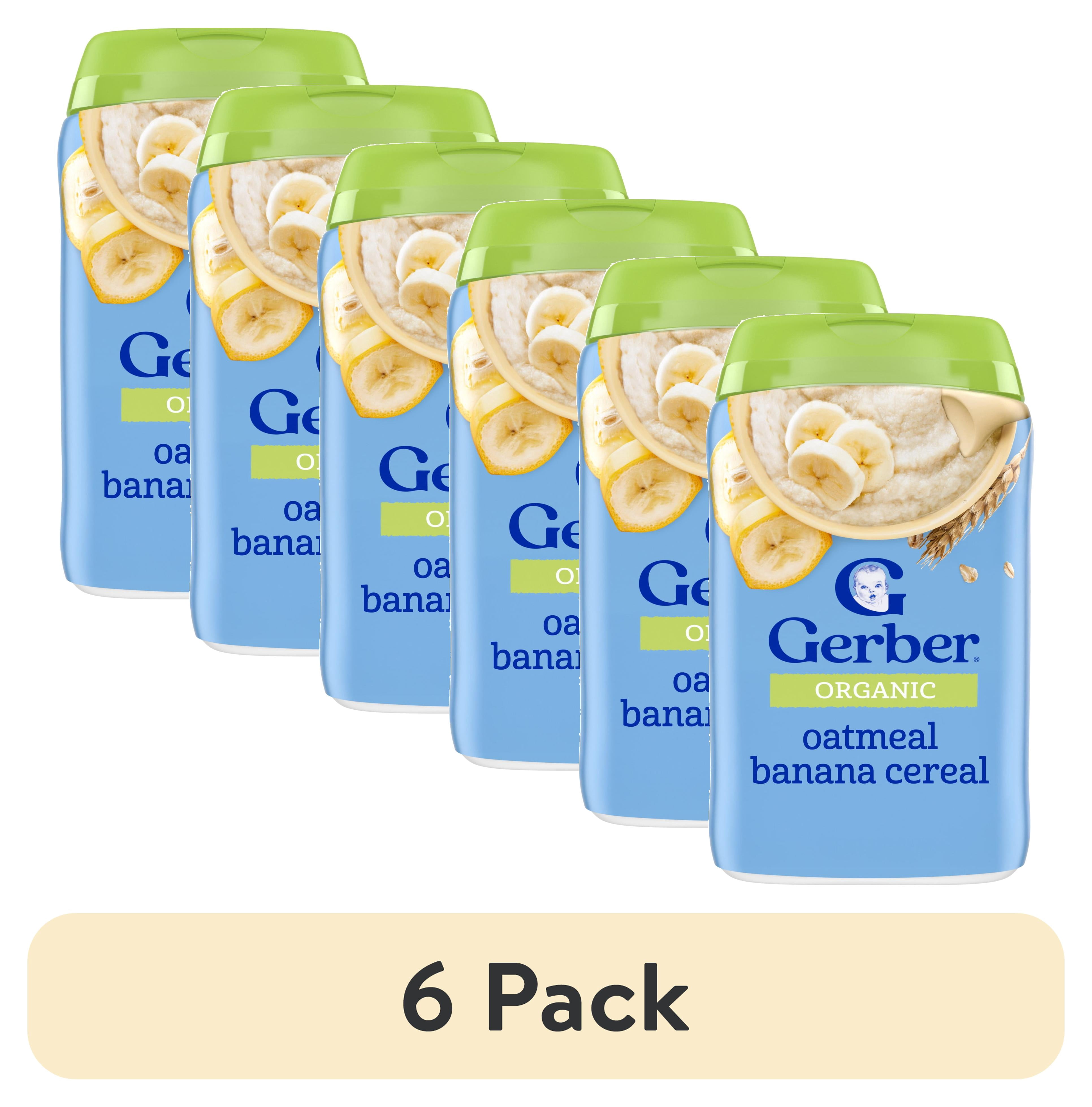 (6 pack) Gerber 2nd Foods Organic for Baby Grain & Grow Oatmeal Baby Cereal, Banana, 8 oz Canister